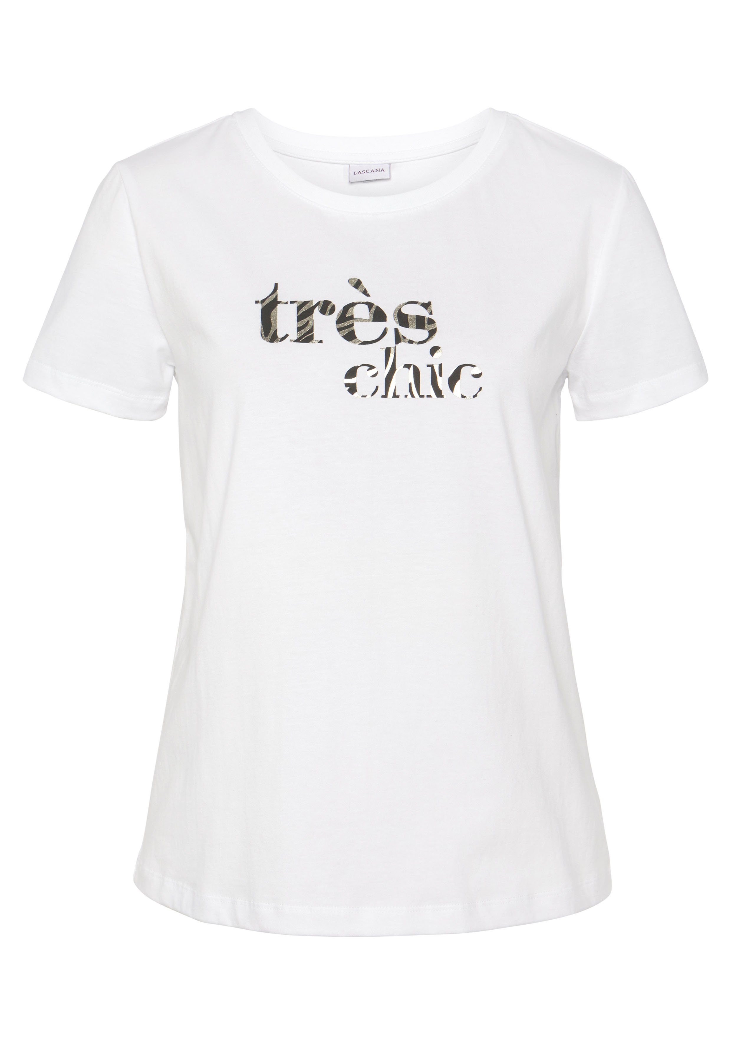 LASCANA T-Shirt mit Print, Kurzarmshirt aus günstig online kaufen