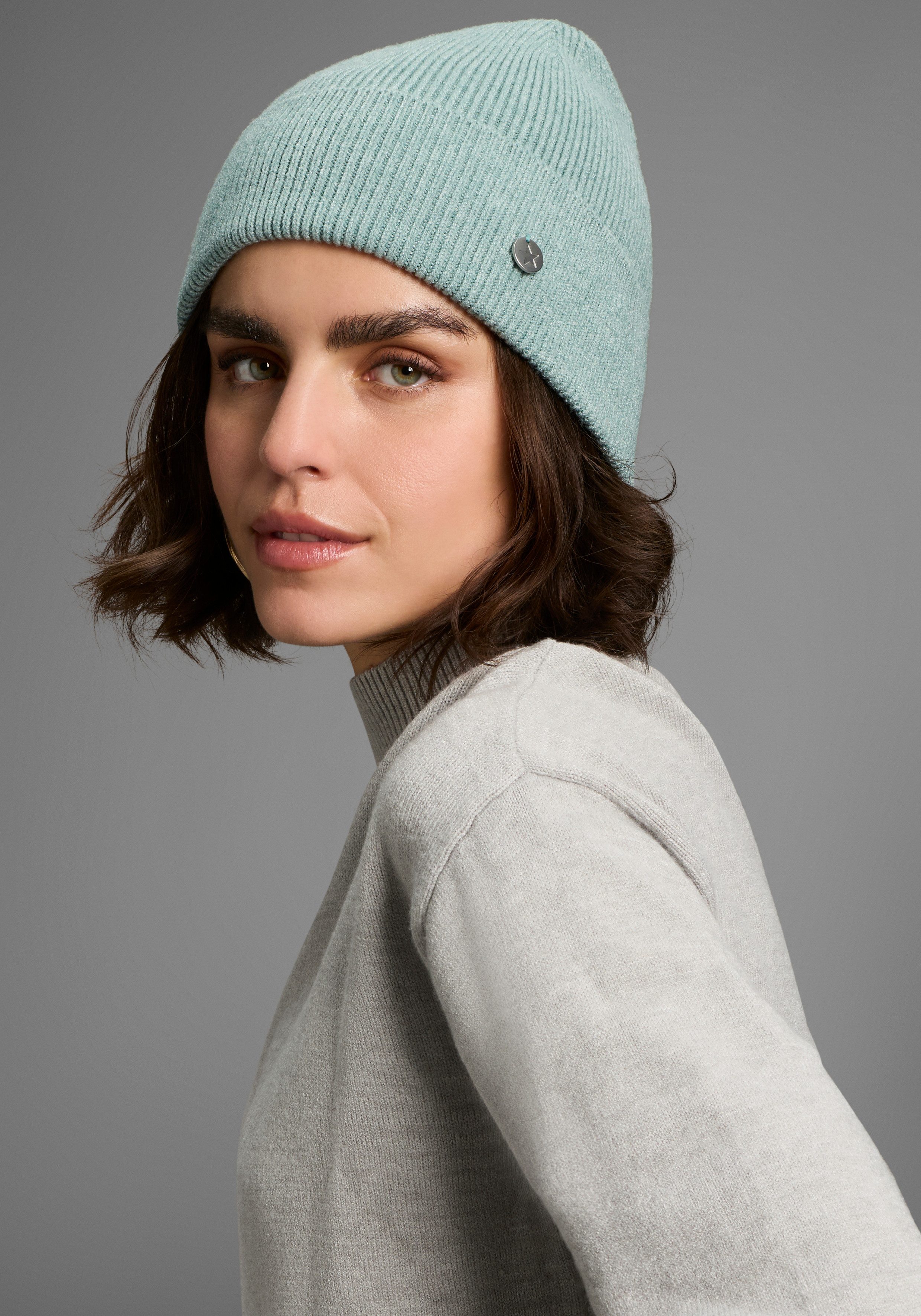 Laura Scott Strickmütze in Rippenstrick mit modischem Umschlag - NEW