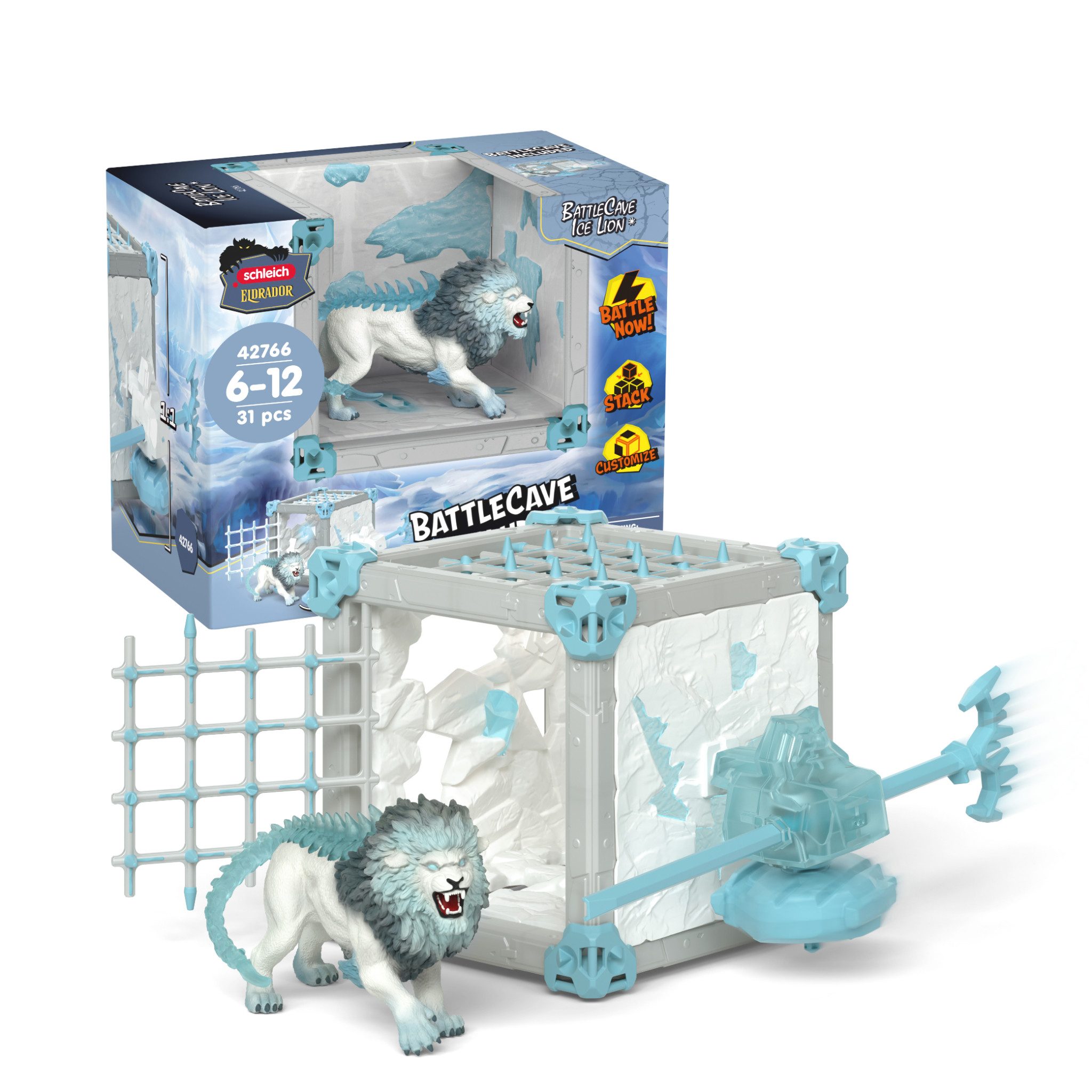 Schleich® Spielfigur ELDRADOR® CREATURES, BattleCave Eislöwe (42766)
