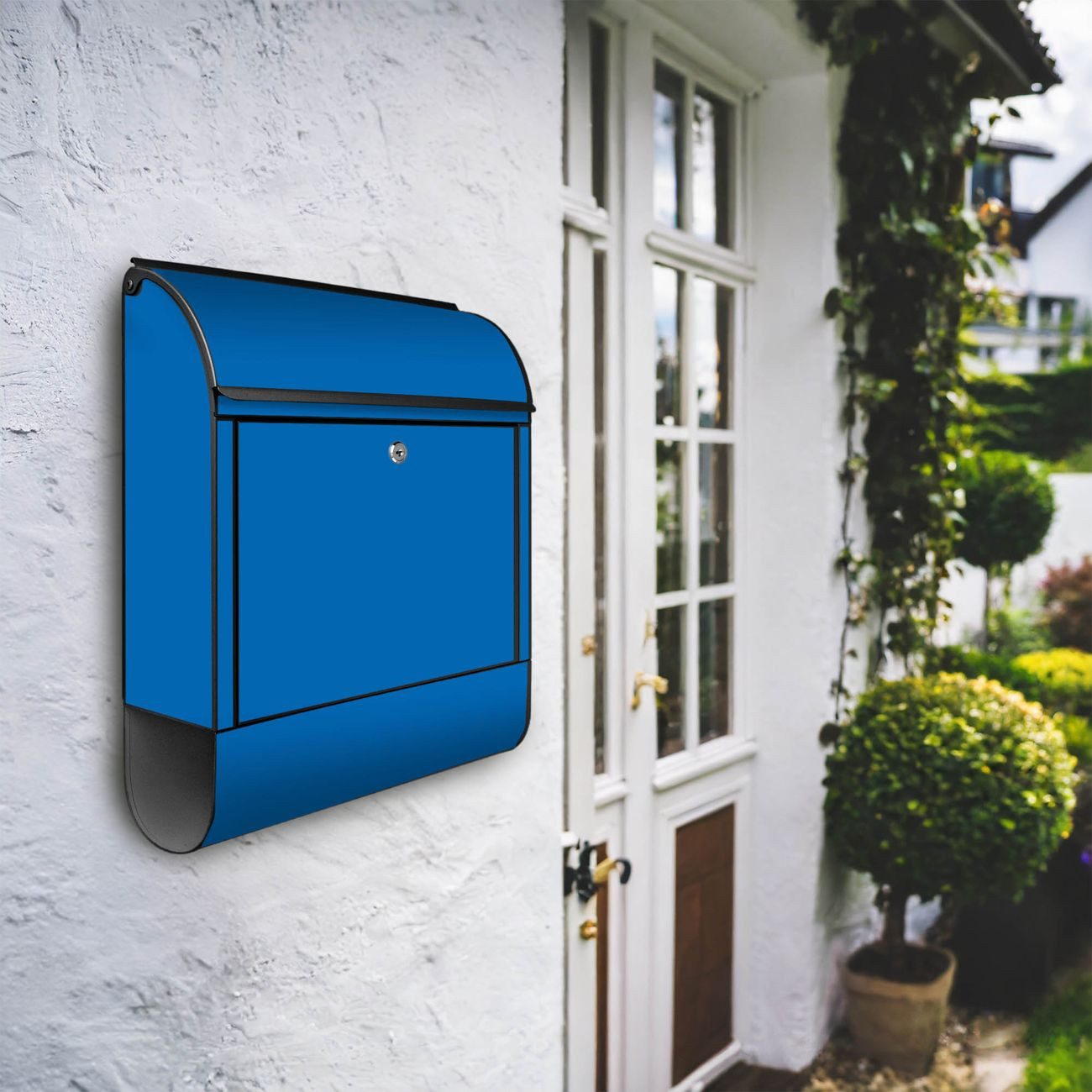 banjado Wandbriefkasten Stahl Signalblau (Wandbriefkasten witterungsbeständ günstig online kaufen