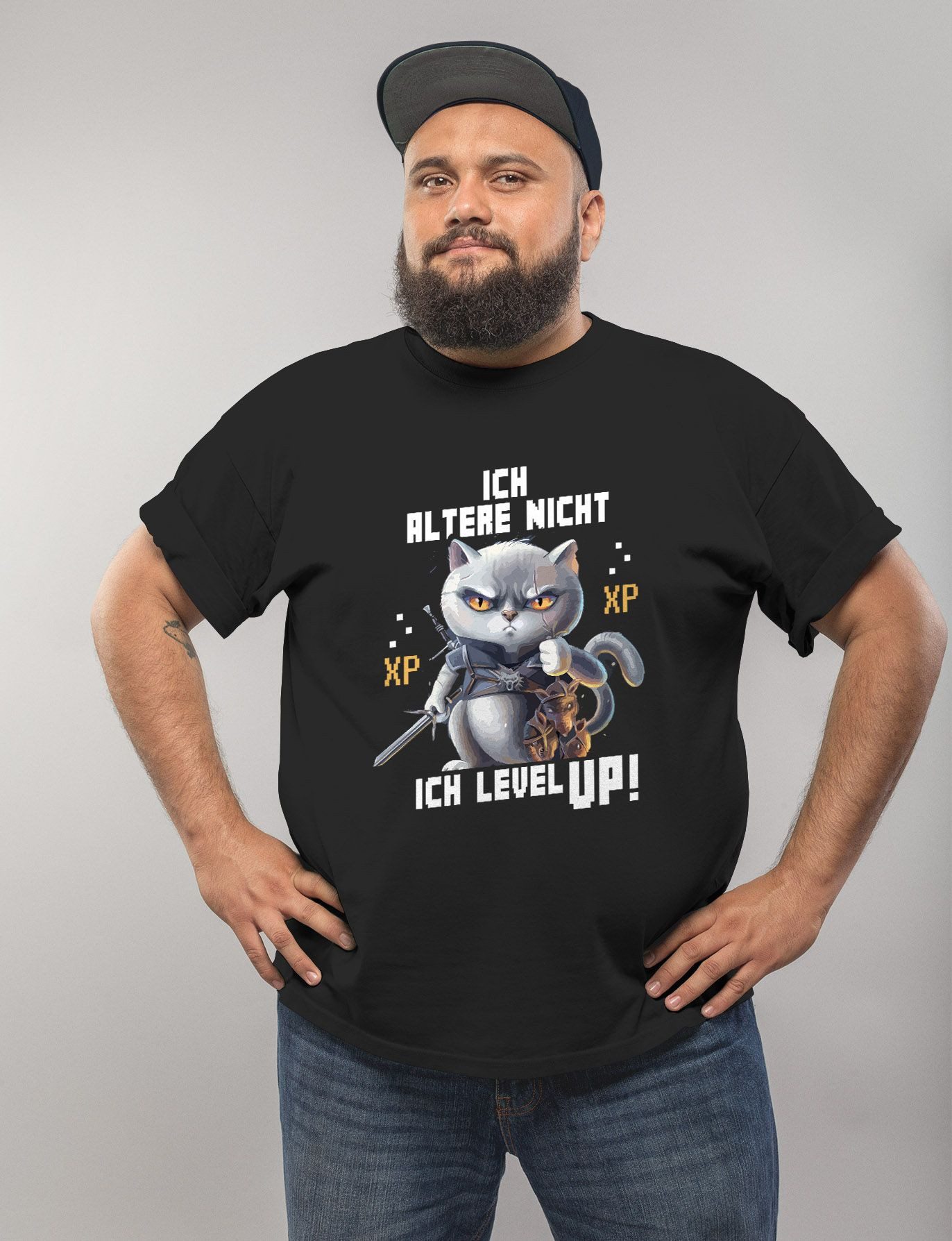 MoonWorks Print-Shirt Herren T-Shirt Gaming ich altere nicht ich level up! Zocker Sprüche mit Print