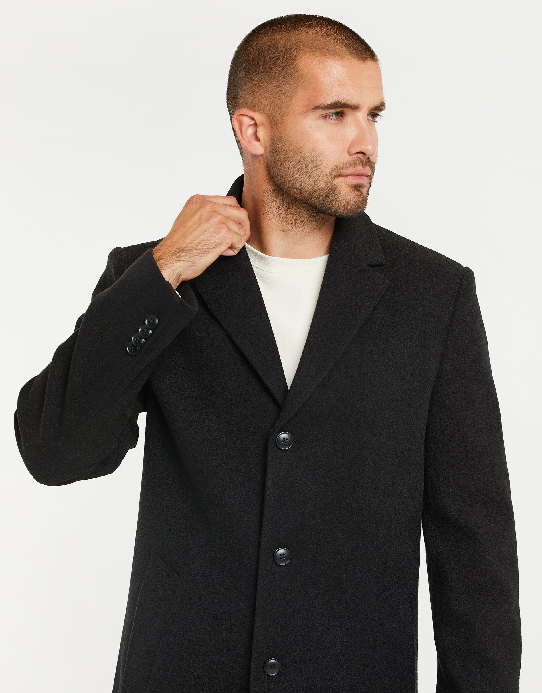 (SB) Wollmantel LUXE Threadbare Jacket THB Crooked Black