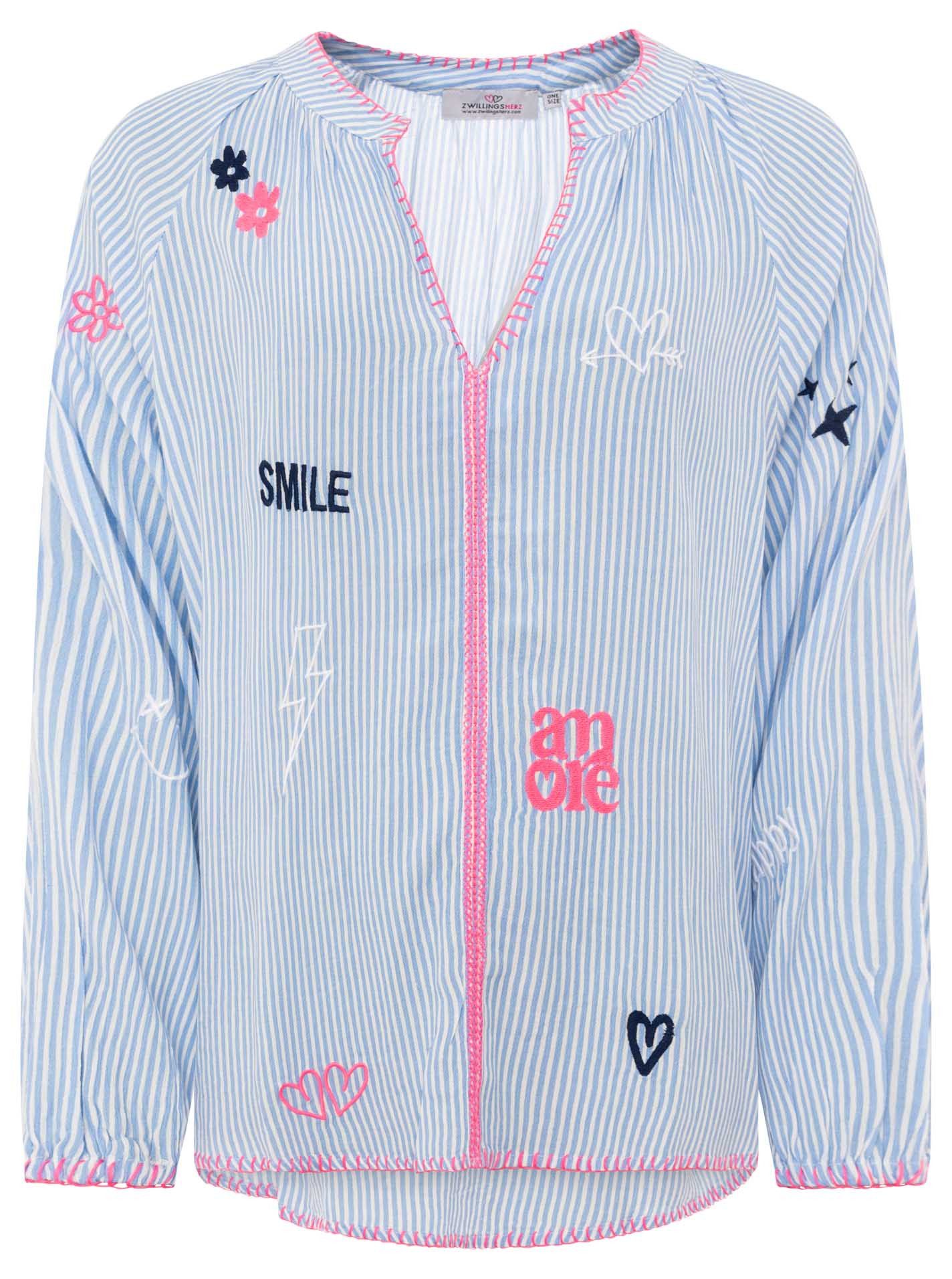 Zwillingsherz Langarmbluse "Smile & Amore" Schöne Details