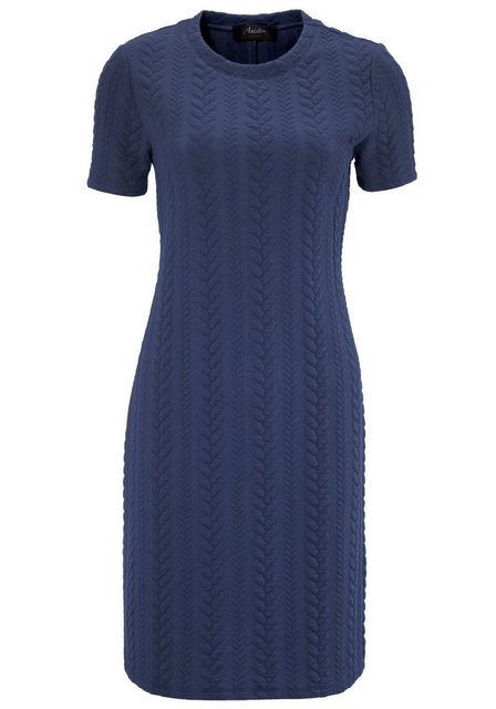 Aniston CASUAL Sweatkleid mit Struktur-Muster in blau