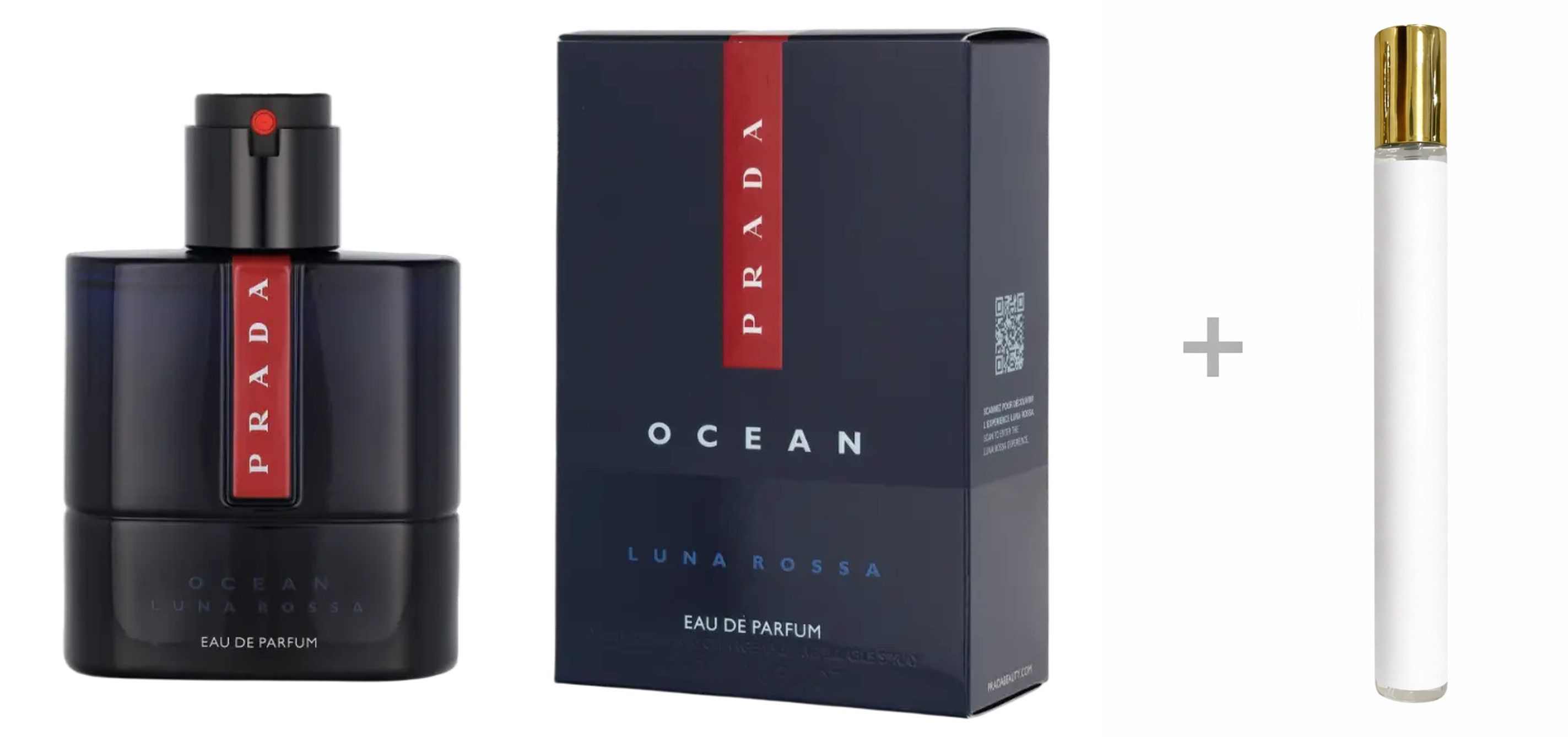 PRADA Duft-Set Luna Rossa Ocean Eau De Parfum (EDP) Herren Spray mit Reiseparfum, Frisch-holziger Duft mit Grapefruit, Weihrauch, Vanille und Amber