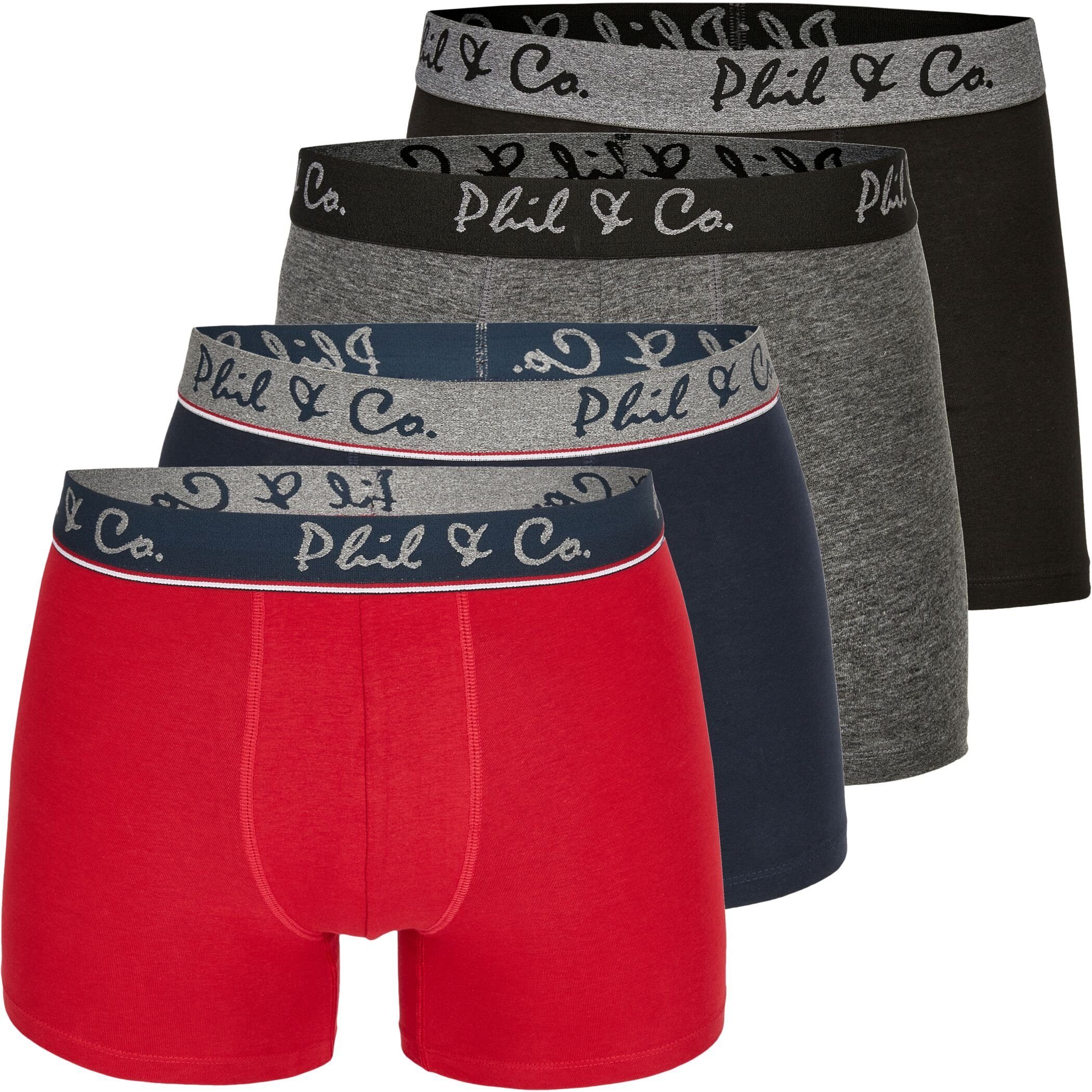 Phil & Co. Boxershorts 4er Pack Phil & Co Berlin Jersey Boxershorts Trunk Short Pant FARBWAHL (1-St) DESIGN 15