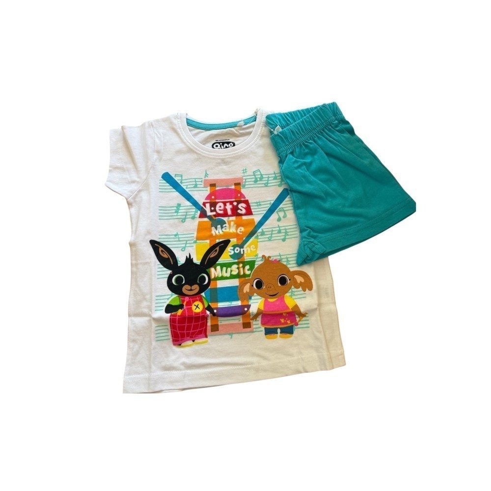 Bing Pyjama Kurzer Pyjama für Mädchen, "Bing", Weiß-Türkis oder Grau-Pink, (Set, 2 tlg)