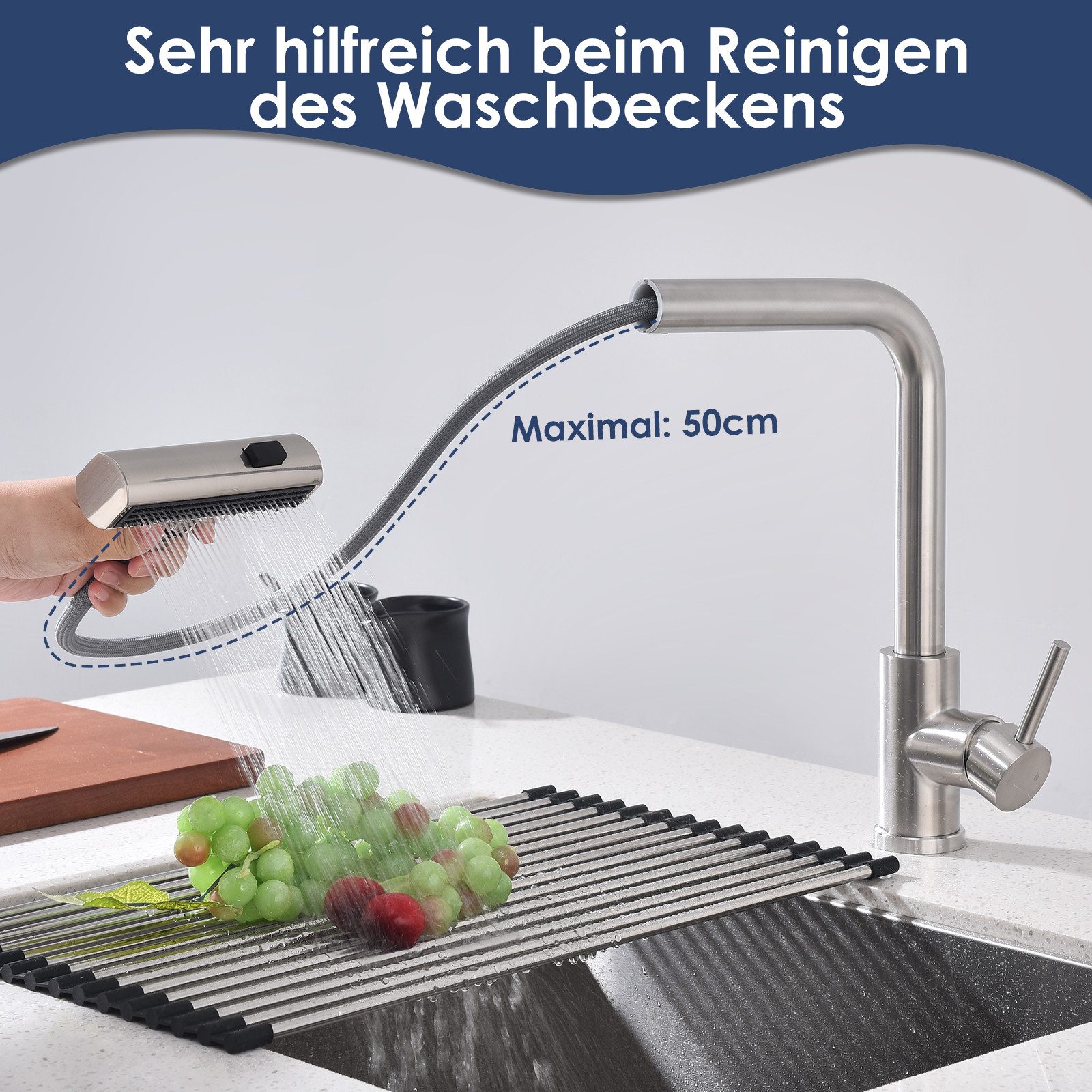 HOMELIVE Spültischarmatur Ausziehbar 360°Schwenkbar Drei Sprühfunktionen Sp günstig online kaufen