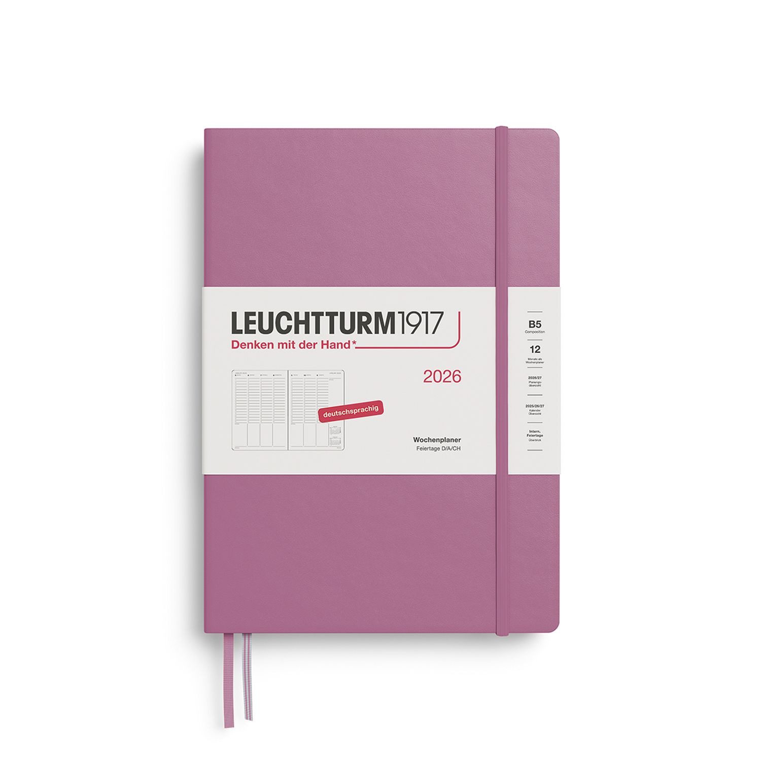 Leuchtturm1917 Taschenkalender Wochenplaner 2026 Composition B5 Hardcover Dusty Rose