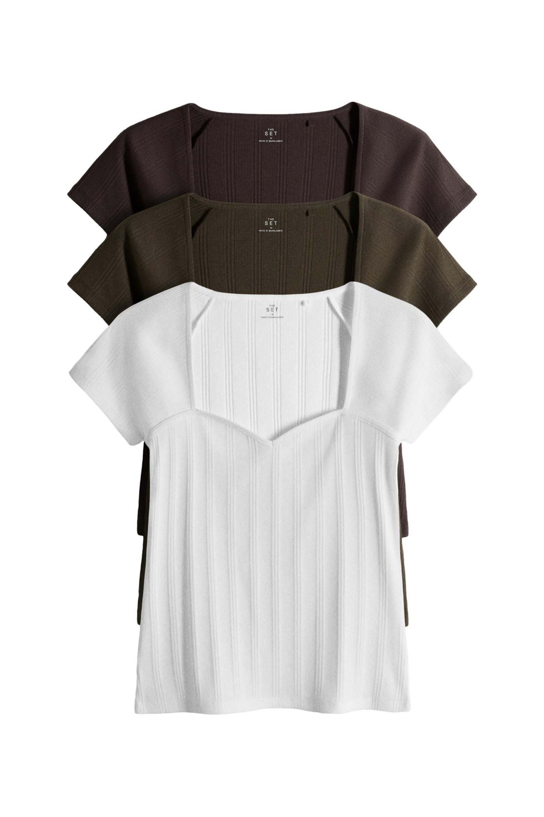Kurzarmbluse The Set Top mit Flügelärmeln, 3er-Pack