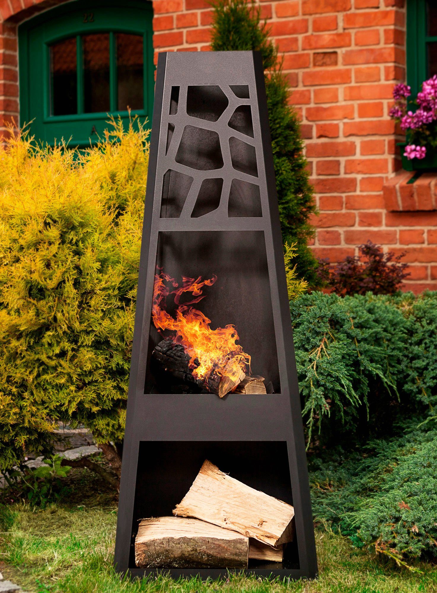 BxLxH: 48x30,5x124 XL, Feuerstelle dobar cm Gartenkamin, Design