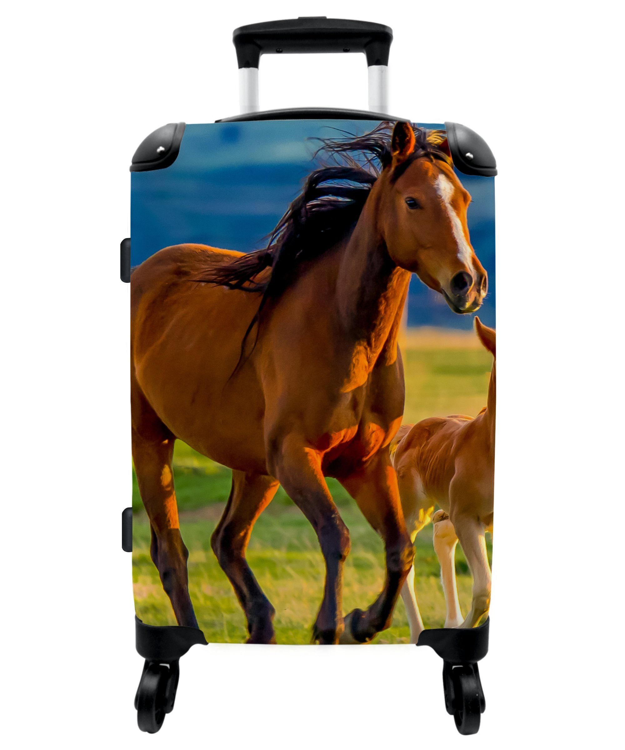 - Pferde Reisekoffer NoBoringSuitcases.com© - Kinder, Rollkoffer 4 Tiere Sonne Aufgabegepäck 67x43x25cm - Landschaft Rollen - - Große 4 mit Trolley Rollen, Koffer