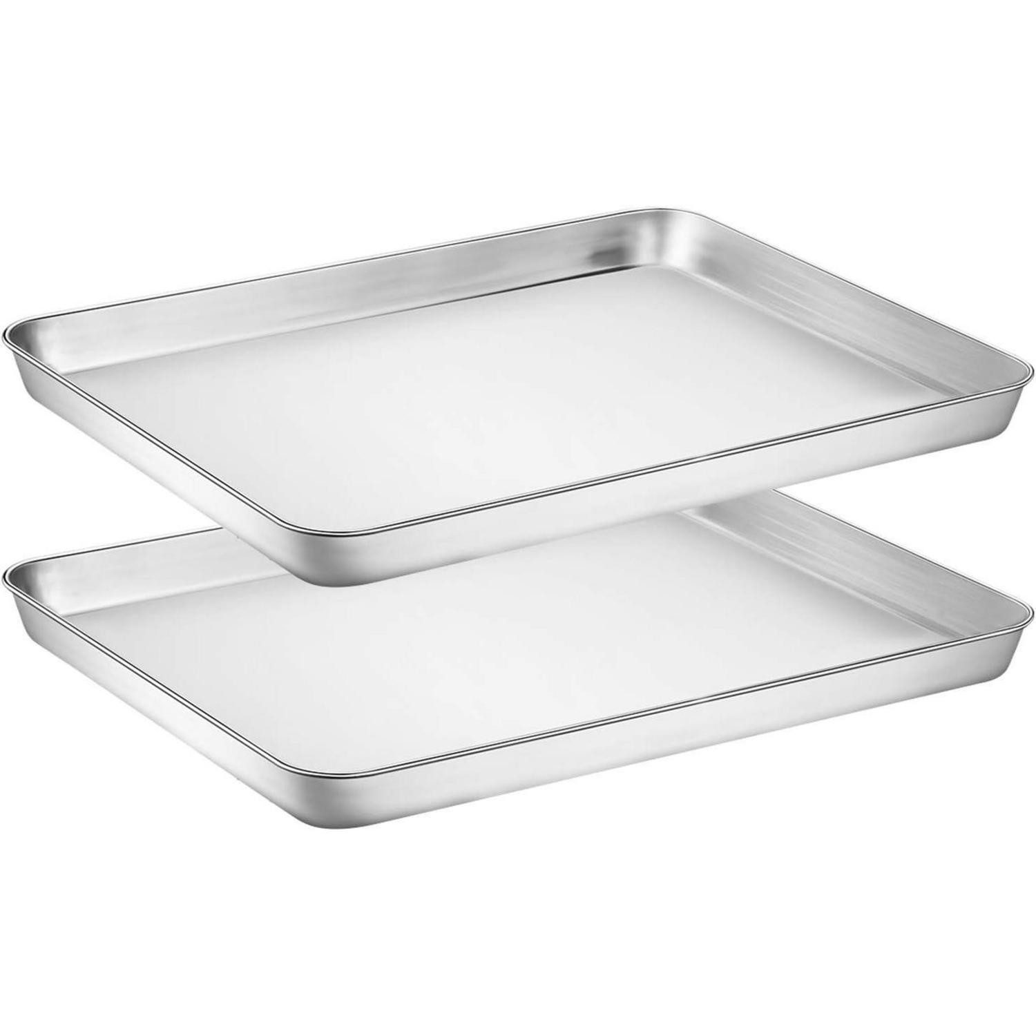 Wildone Backblech Backblech Set 2 Stück Edelstahl Ofenblech Kuchenblech 30.5x25.4x2.5 cm