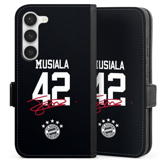 DeinDesign Handyhülle Jamal Musiala FC Bayern München Fanartikel Musiala 42 Samsung Galaxy S23 Hülle Handy Flip Case Wallet Cover