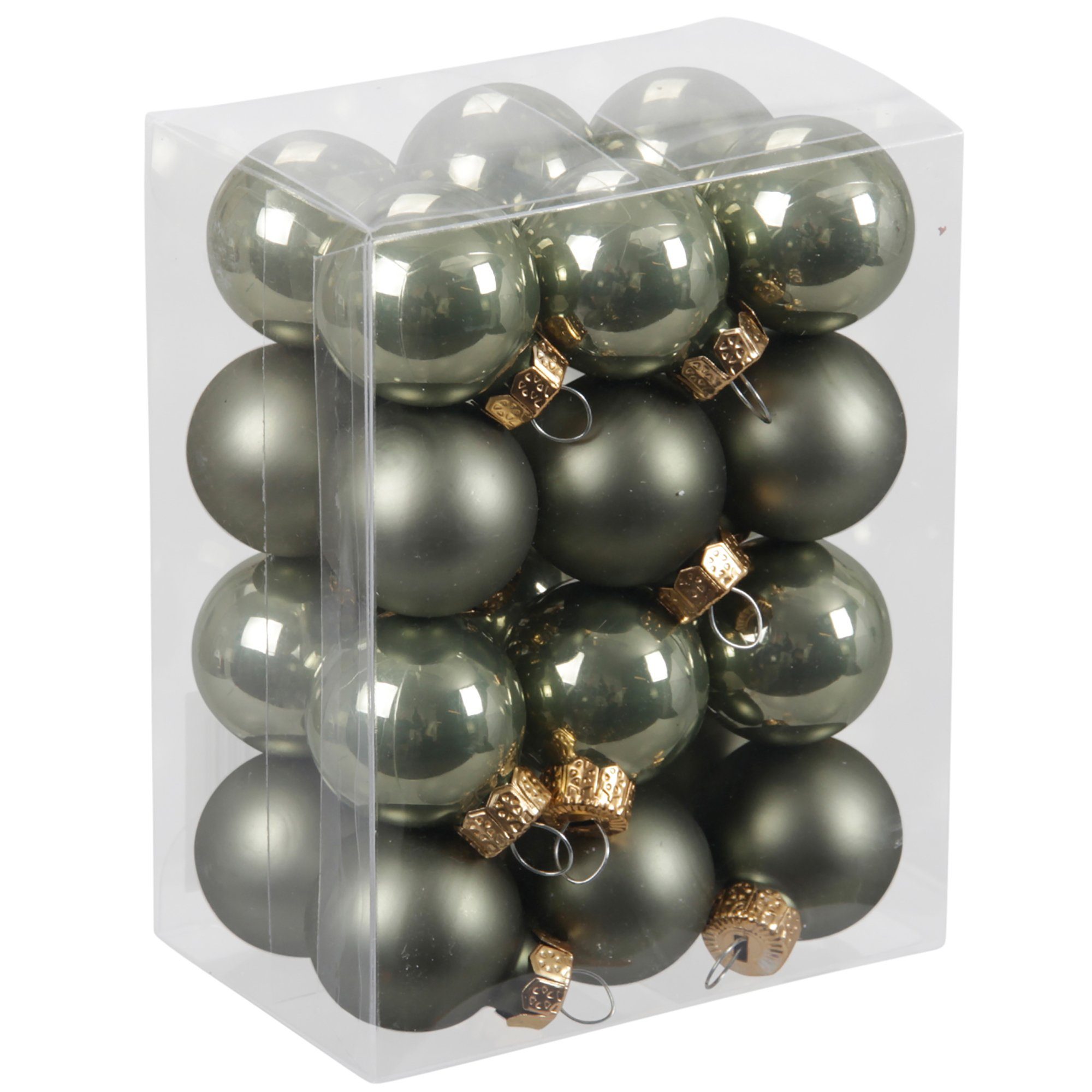 Annastore Weihnachtsbaumkugel Kleine Baumkugeln aus Glas Ø 2 cm/3 cm - Christbaumkugeln, Baumschmuck, Christbaumschmuck Granitgrün - 24 Stück