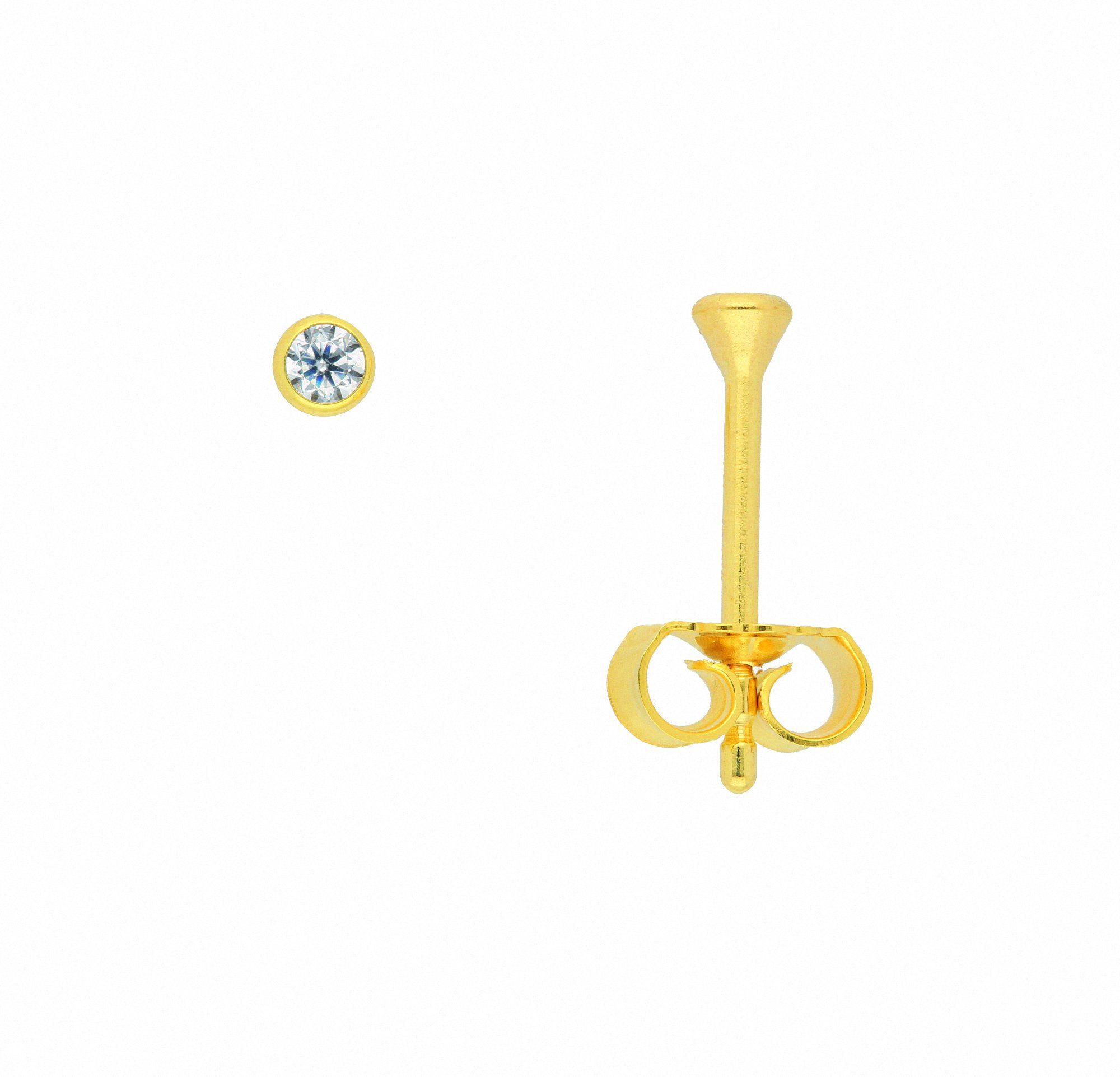 Adelia´s Paar Ohrhänger Damen 333 Gold Ohrringe Ohrstecker mit Zirkonia Ø 2,5 mm, mit Zirkonia Goldschmuck für Damen