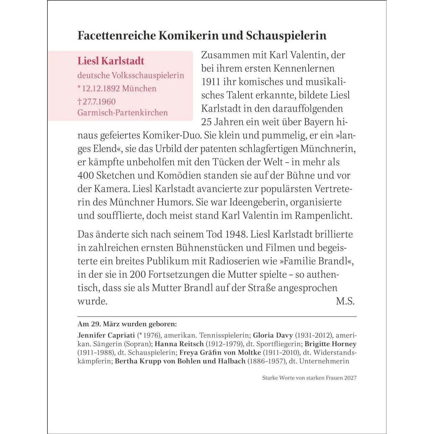 Harenberg Kalender Verlag Abreißkalender Starke Worte von starken Frauen Tagesabreißkalender 2027