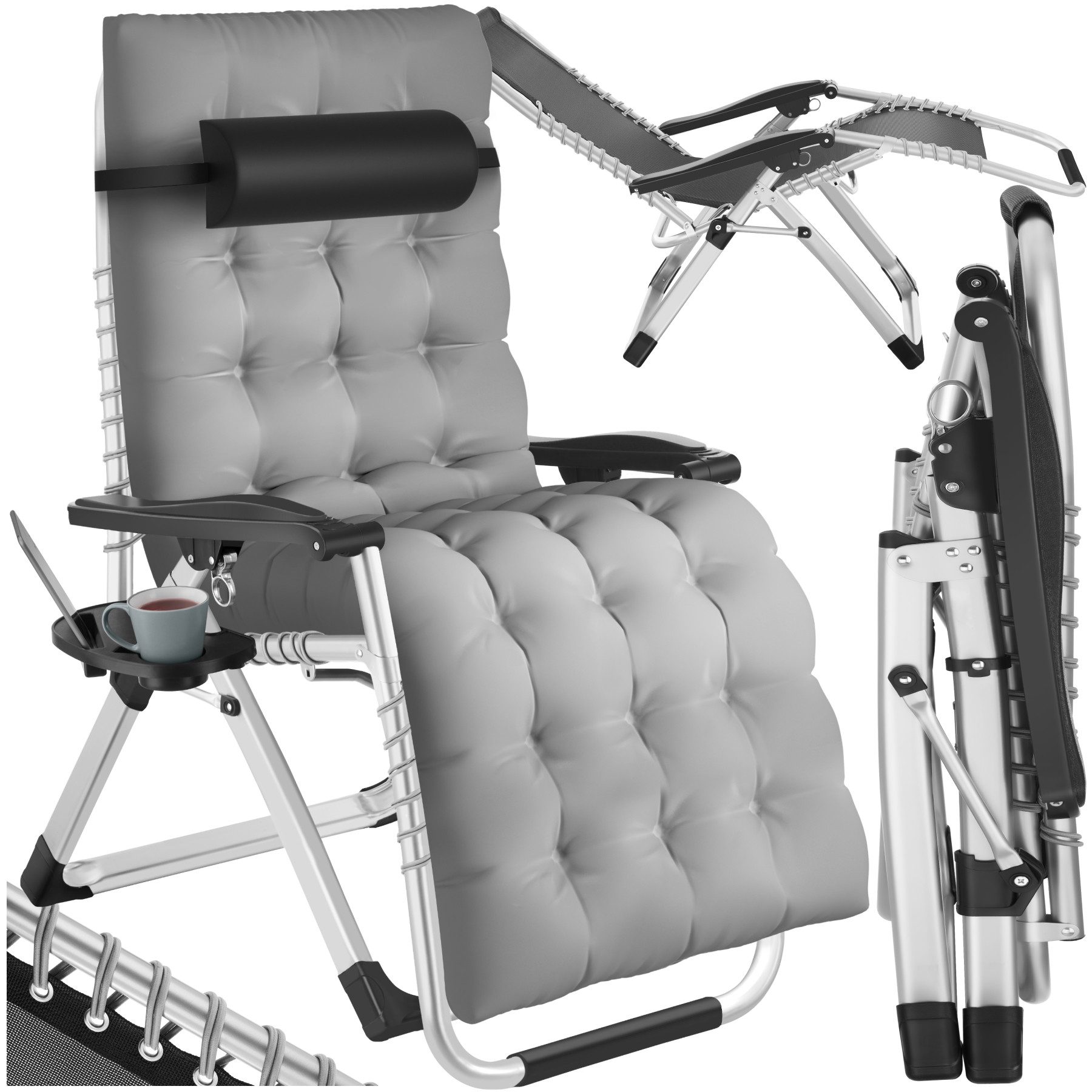 tectake Gartenstuhl Sonnenliege „Cloud“ – klappbar, verstellbar, mit Polste günstig online kaufen