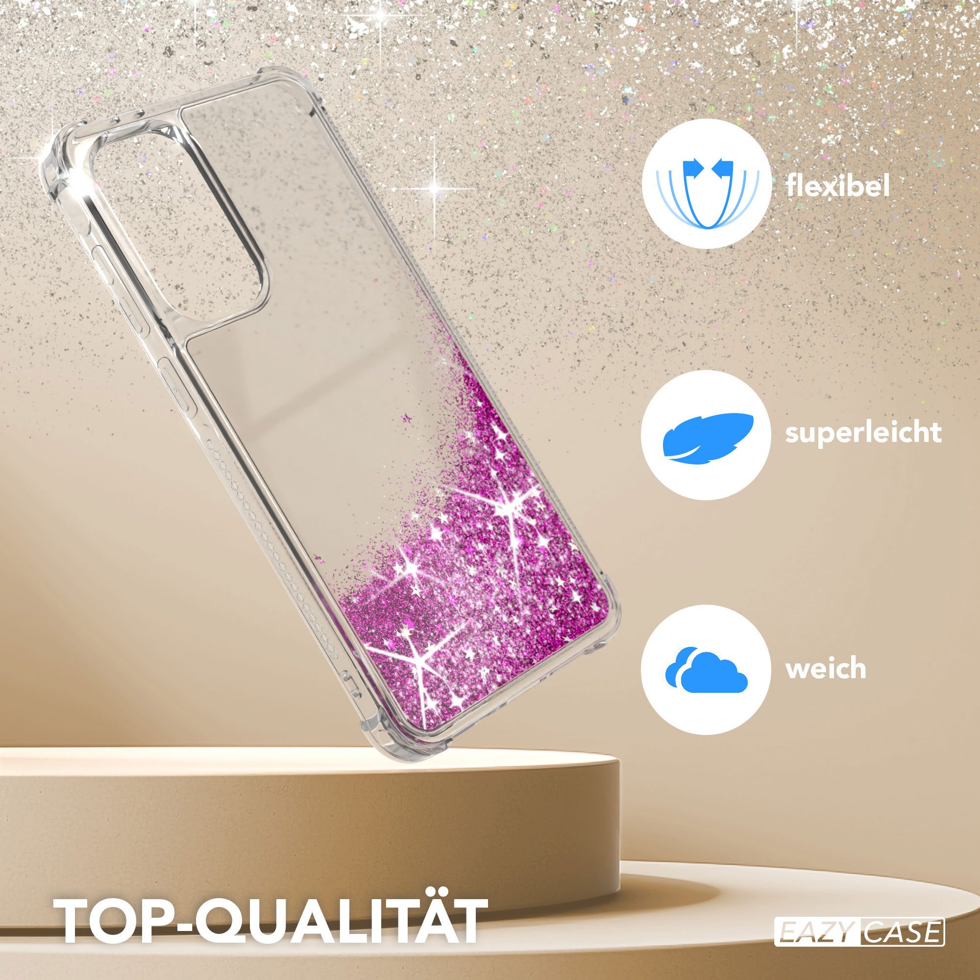 EAZY CASE Handyhülle Liquid Glittery Case für Samsung Galaxy A56 5G 6,7 Zoll, Bumper Case Back Cover Glitter Glossy Handyhülle Etui Violett Lila