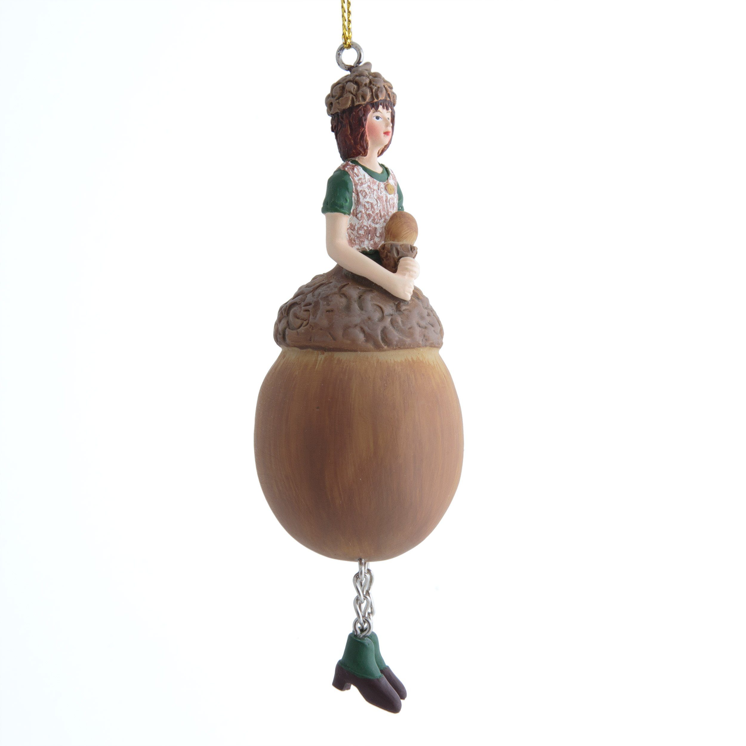 ROSEMARIE SCHULZ Heidelberg Dekofigur Blumenmädchen Eichel Dekohänger Weihnachtsdeko Deko-Objekt, Handbemalte Figur aus Polyresin – Bild 5 von 5