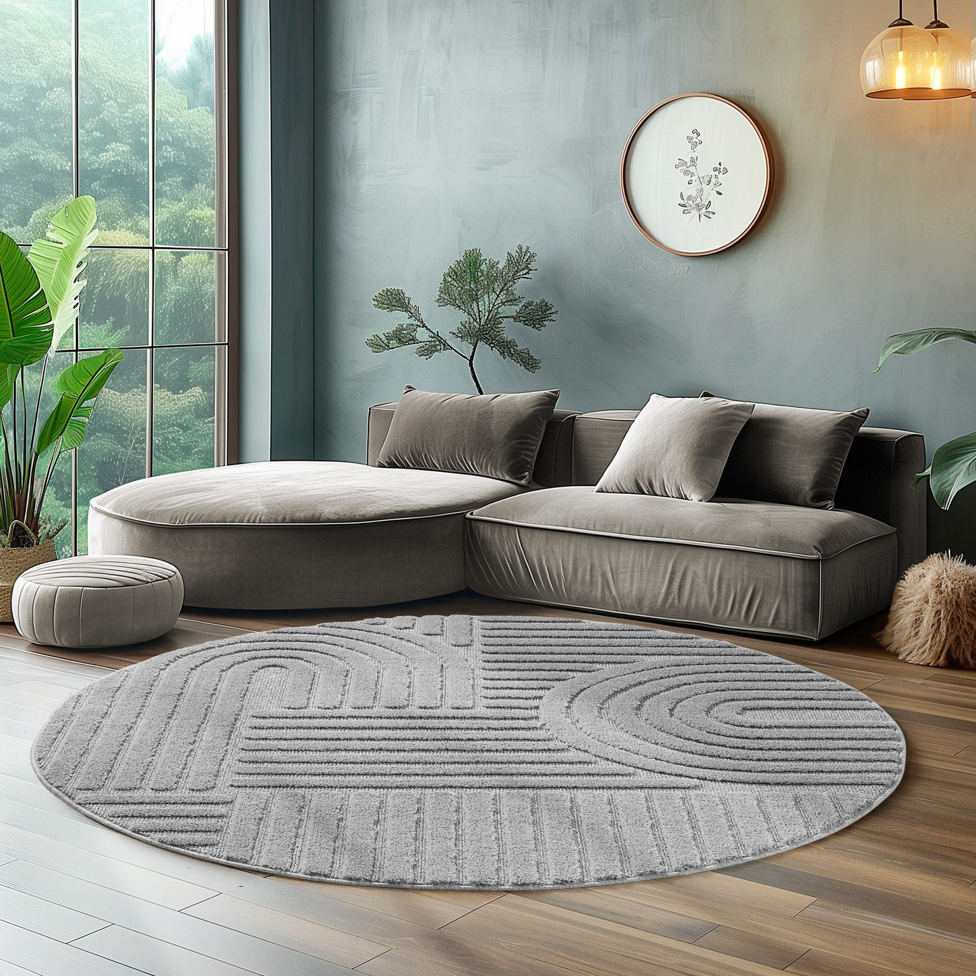 SIMPEX24 Designteppich Skandinavischer Boho, Rund, Höhe: 8 mm, Teppich Wohnzimmer, Schlafzimmer, Gästezimmer