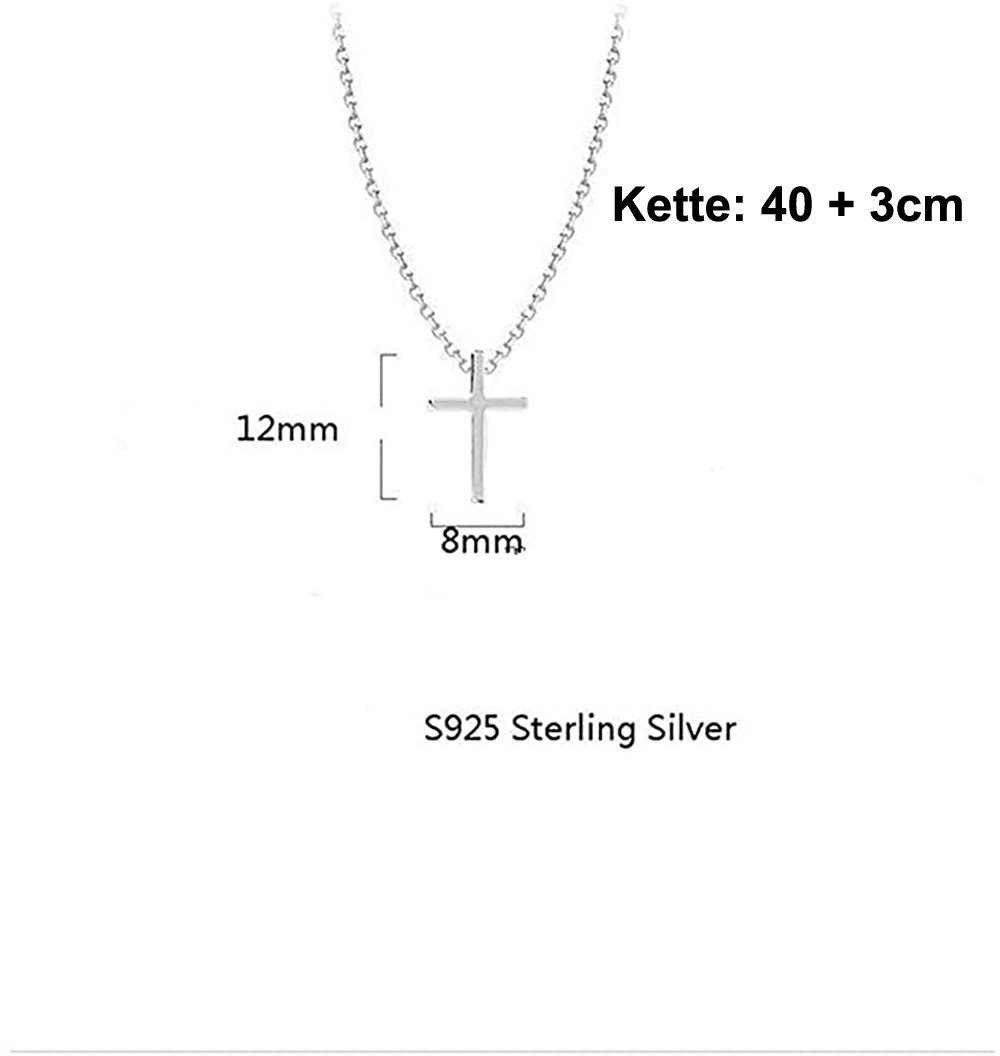 Fancifize Kette mit Silber Anhänger Anhänger, (inkl. Kreuz 40+3cm Sterling 925 Kreuz-05 Halskette Anhänger Halskette Geschenkbeutel)