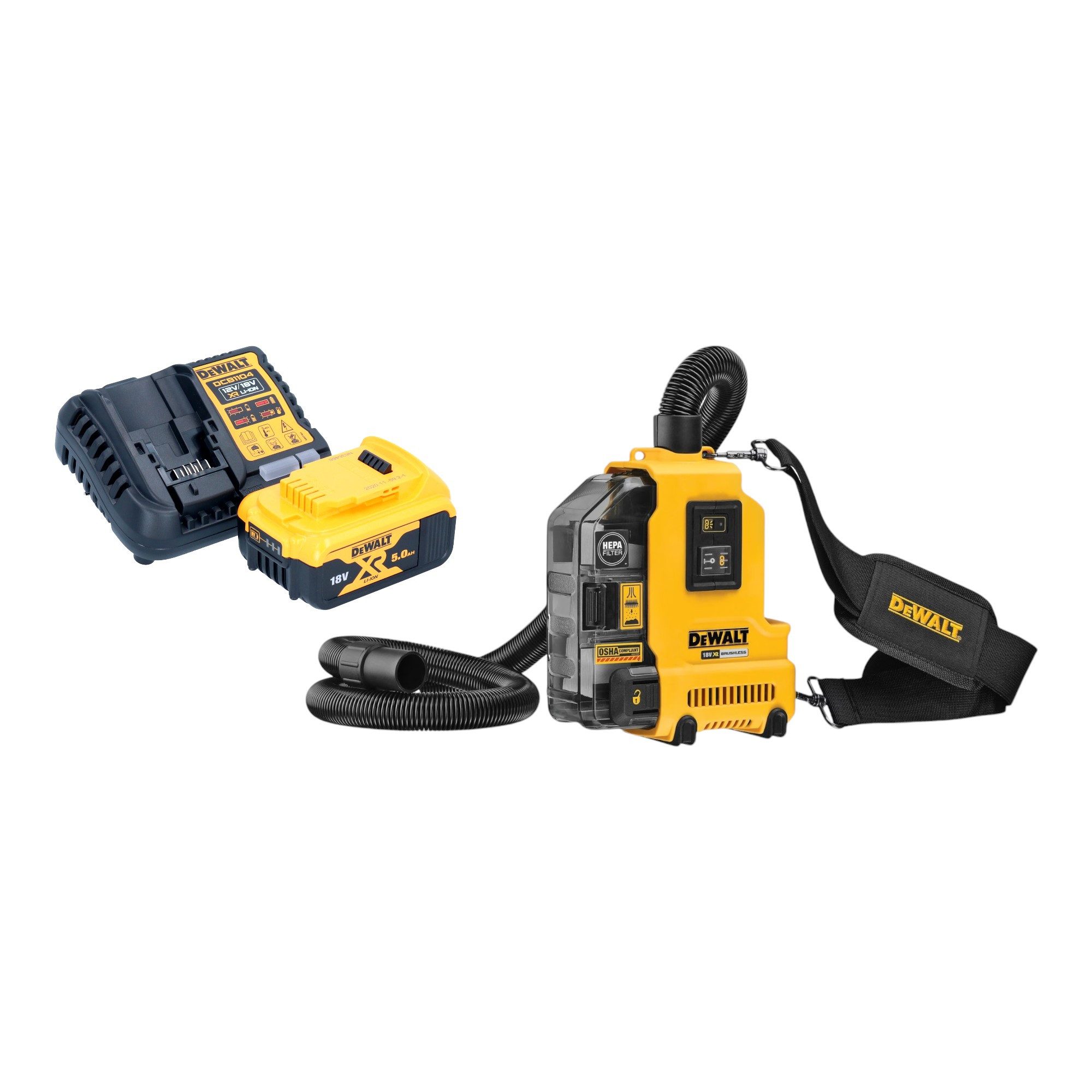 DeWalt Akku-Handstaubsauger DWH 161 P1 18 V 0,21 l Brushless + 1x Akku 5,0 Ah + Ladegerät