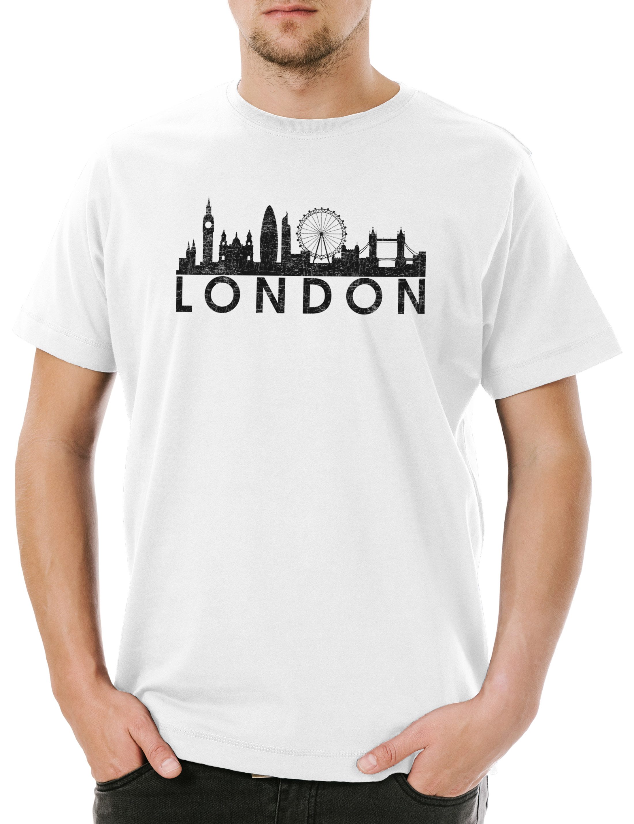 Print-Shirt Skyline London Herren T-Shirt Stadt City Fun England Großbritannien