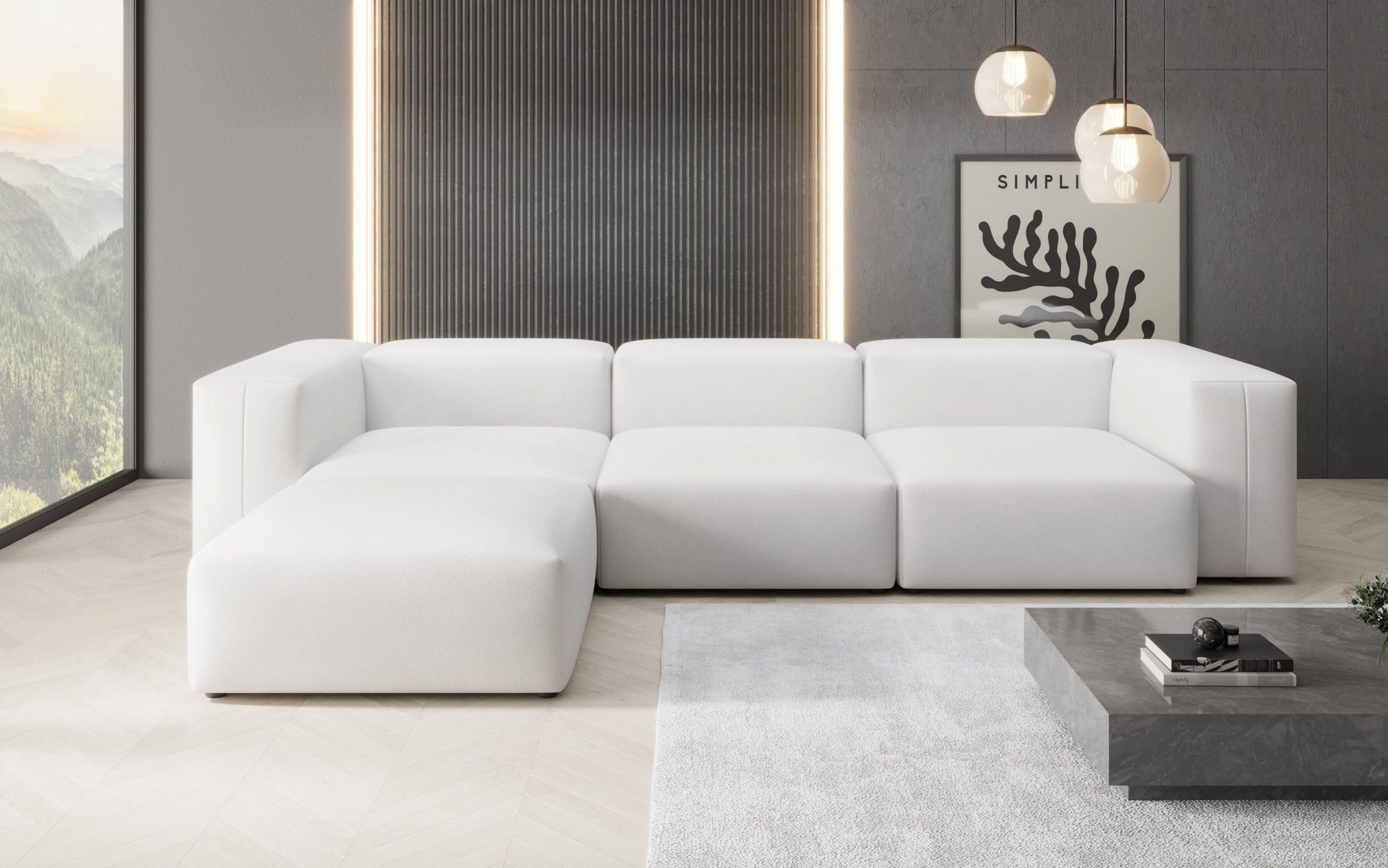 Luxusbetten24 Ecksofa Designer L Sofa Snug, mit Bezug aus pflegeleichtem Echtleder