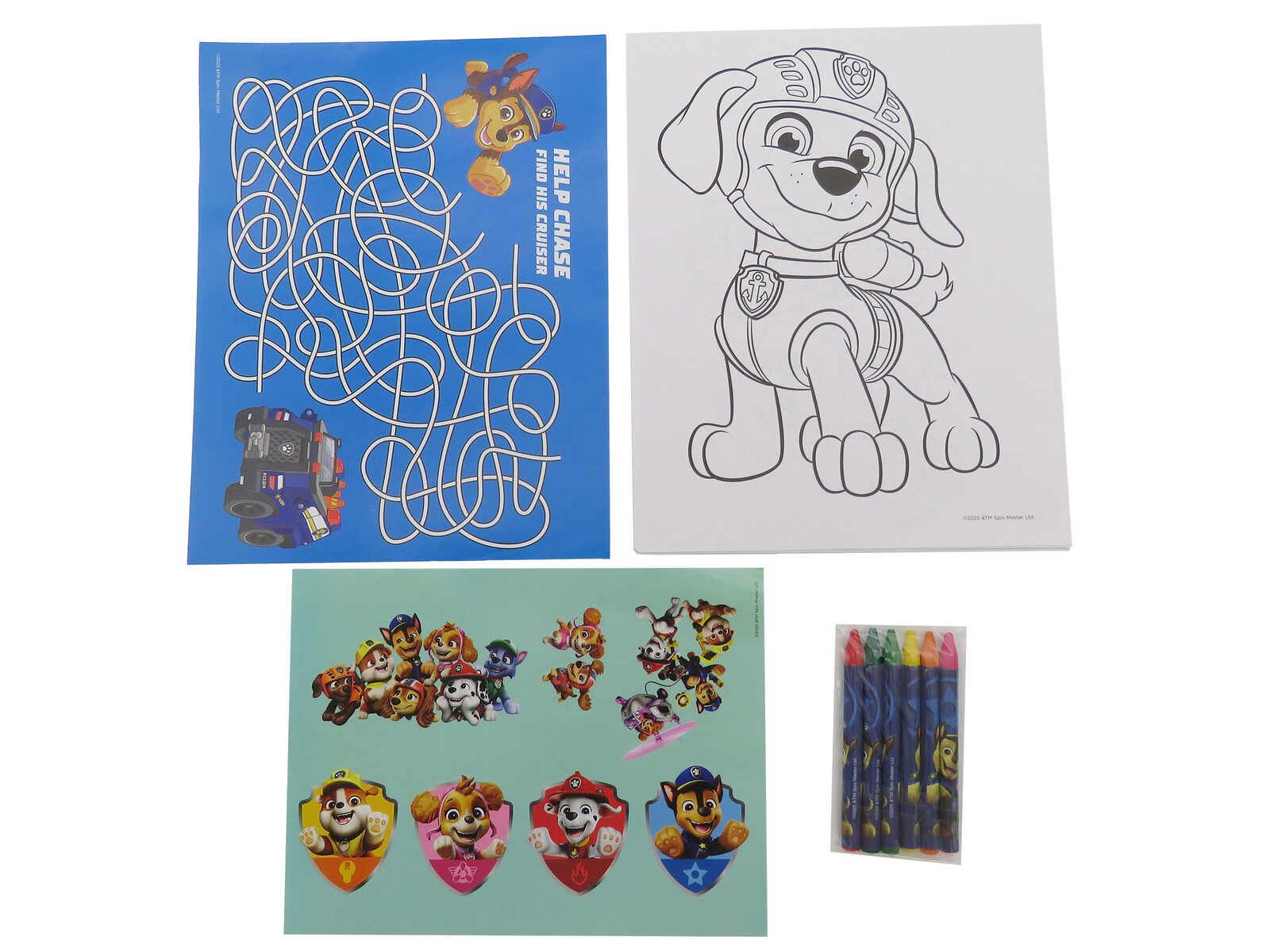 PAW PATROL Malvorlage Malen Aktivitätspaket mit 12 Malblättern 6 Buntstiften und Stickern