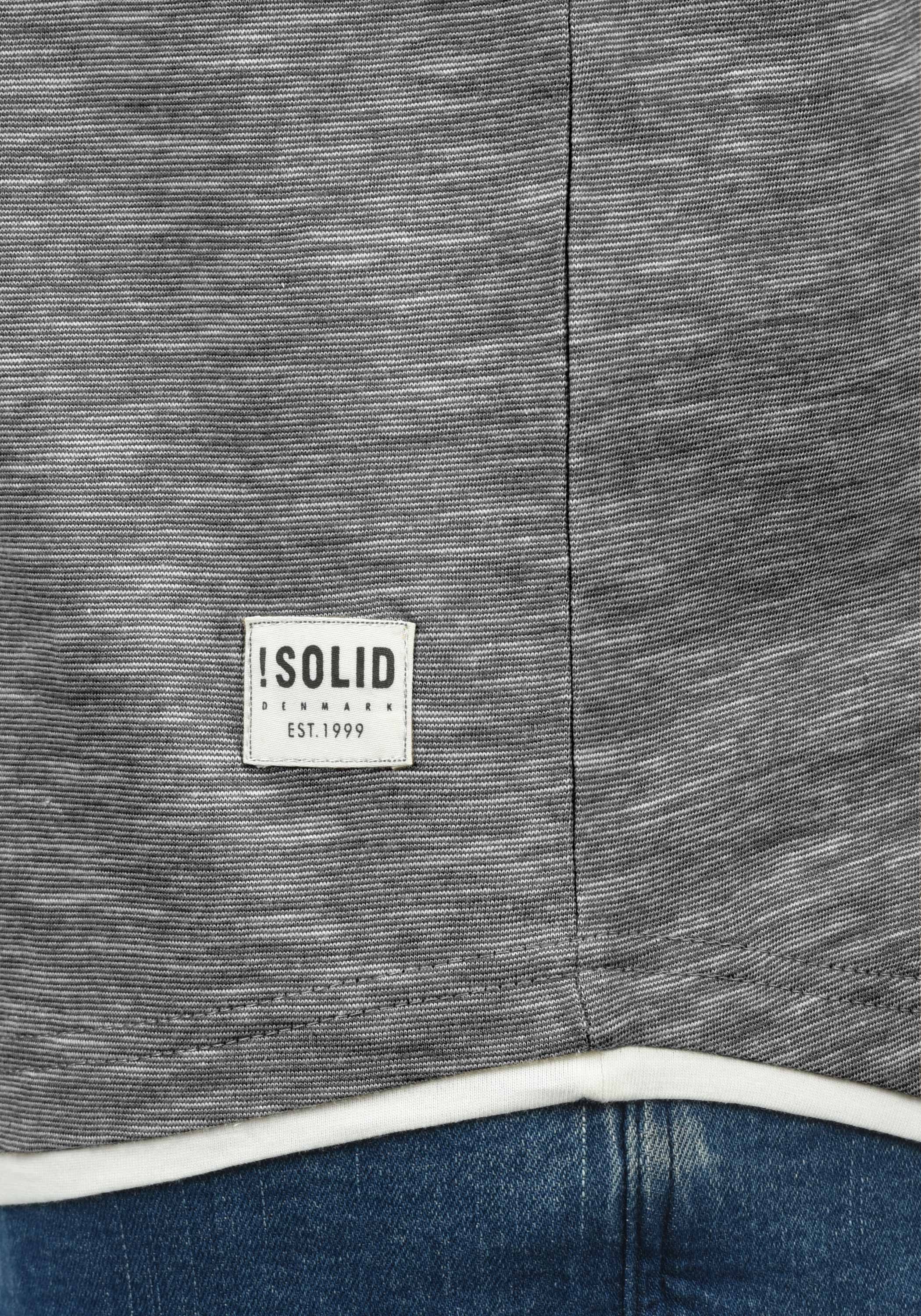mit Rundhalsshirt !Solid farblich SDRigos Kragen Black (9000) Kurzarmshirt abgesetztem
