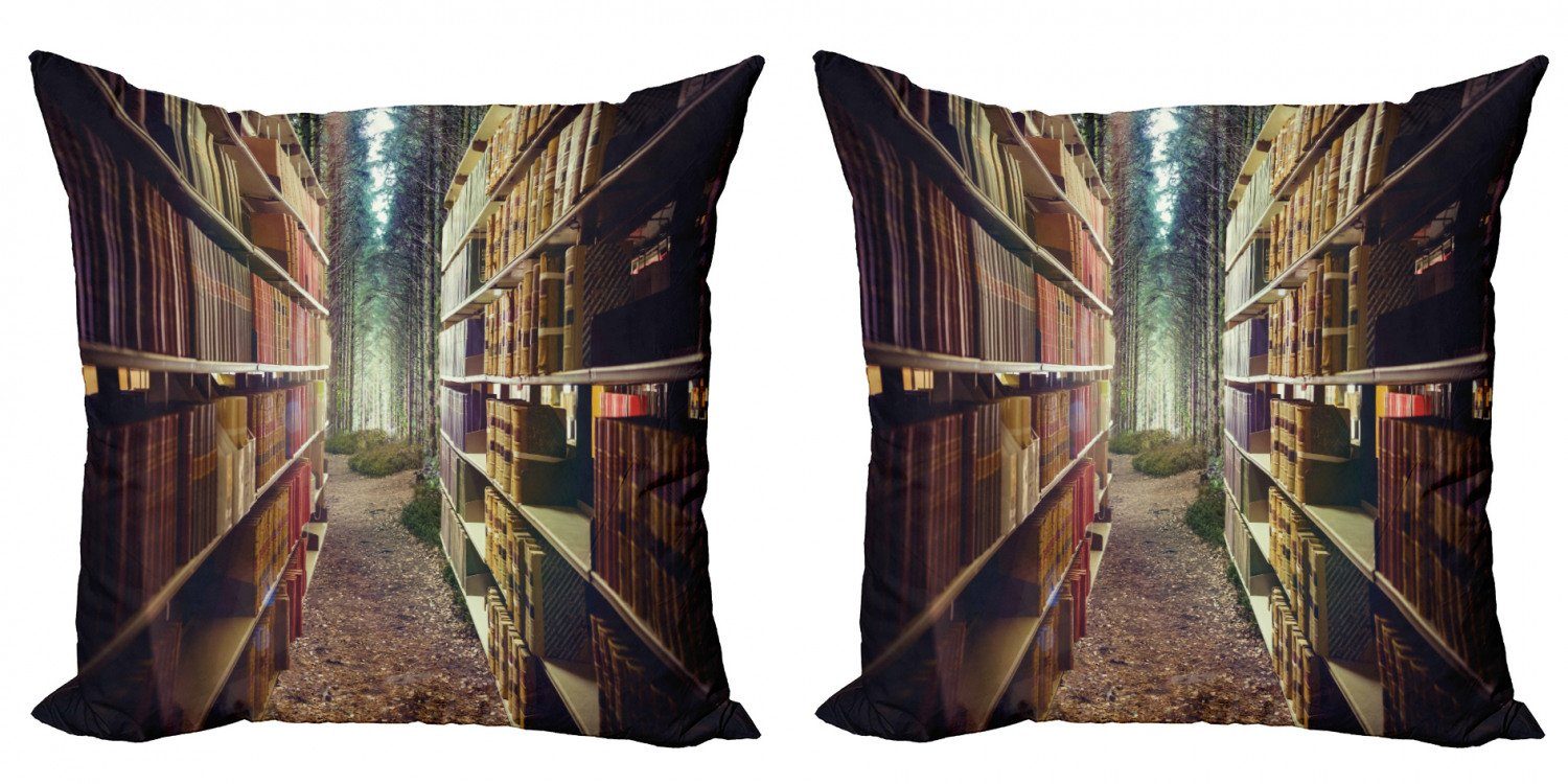 Kissenbezüge Woods (2 Modern Doppelseitiger Abakuhaus Zusammenfassung Bücherregal Accent Digitaldruck, Stück), Bibliothek in