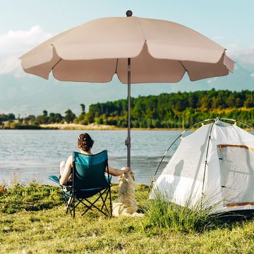 Sekey Balkonschirm 200cm Sonnenschirm Rund Gartenschirm Terrassenschirm mit UV-Schutz 50, Schirm höhenverstellbar, Stabiler Sonnenschirm knickbar