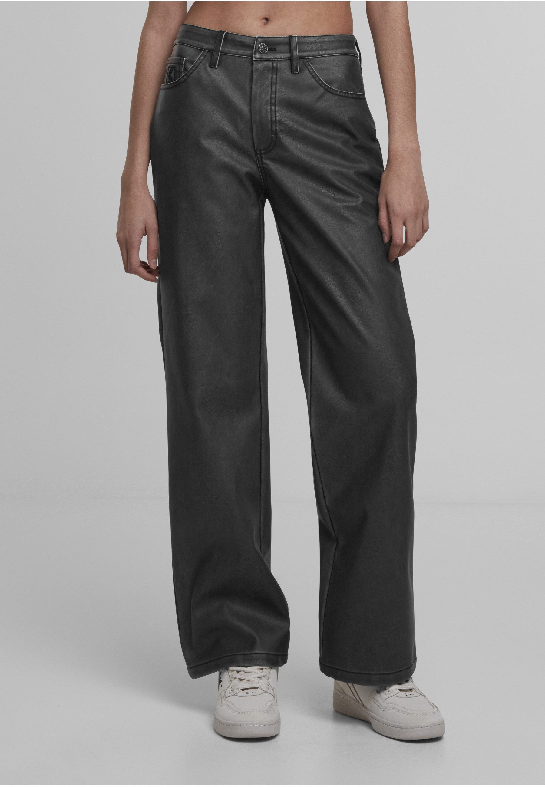 Karl Kani Stoffhose Karl Kani Signature Pu Wide Leg Pants black (1-tlg)