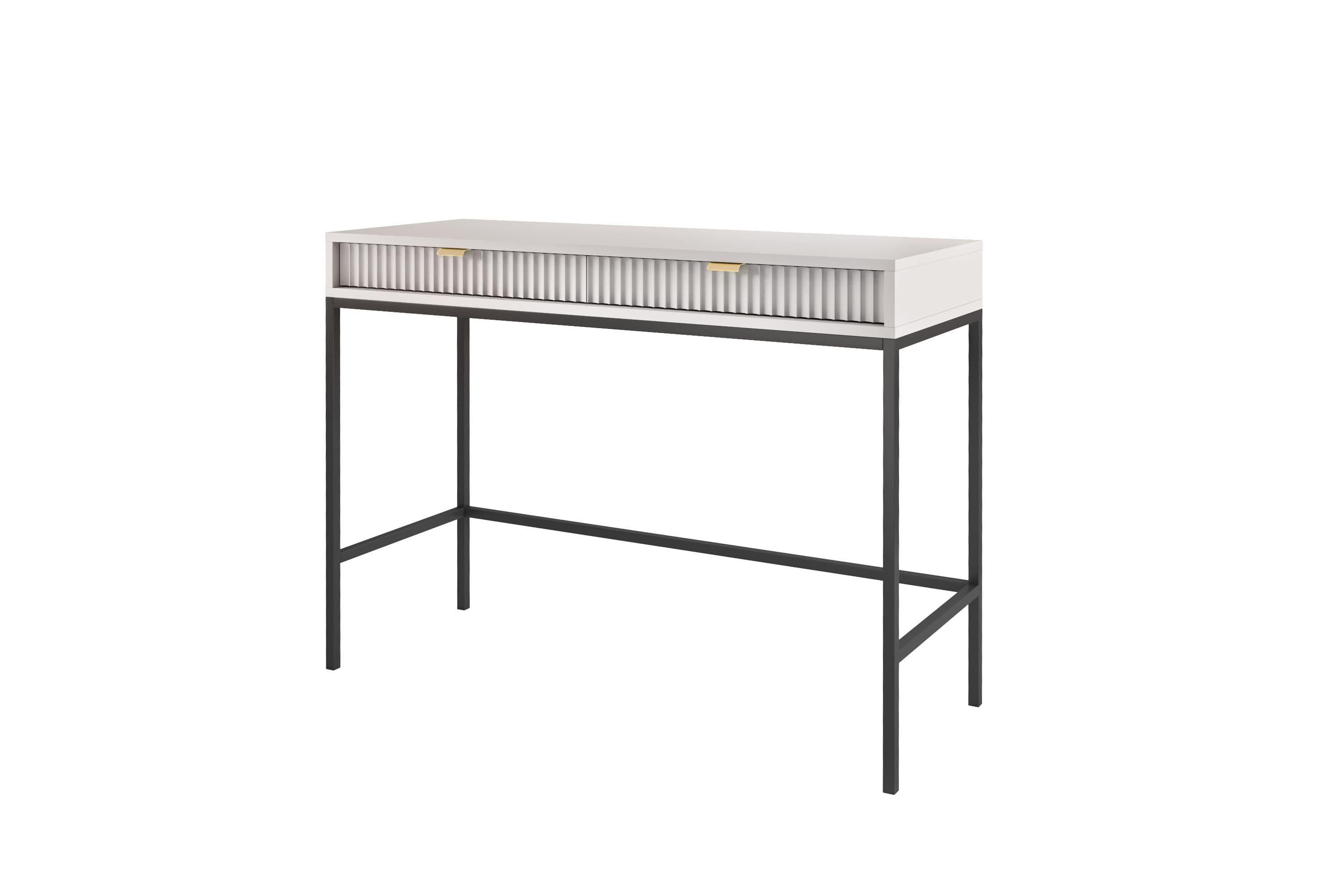 MOEBLO Schminktisch Light T104 (Moderner Kosmetiktisch mit geriffelter Front & 2 Schubladen, Dekorative gerillte Front Frisiertisch, Schminktisch, Kosmetiktisch), (B 104 cm / H 78 cm / T 50 cm)