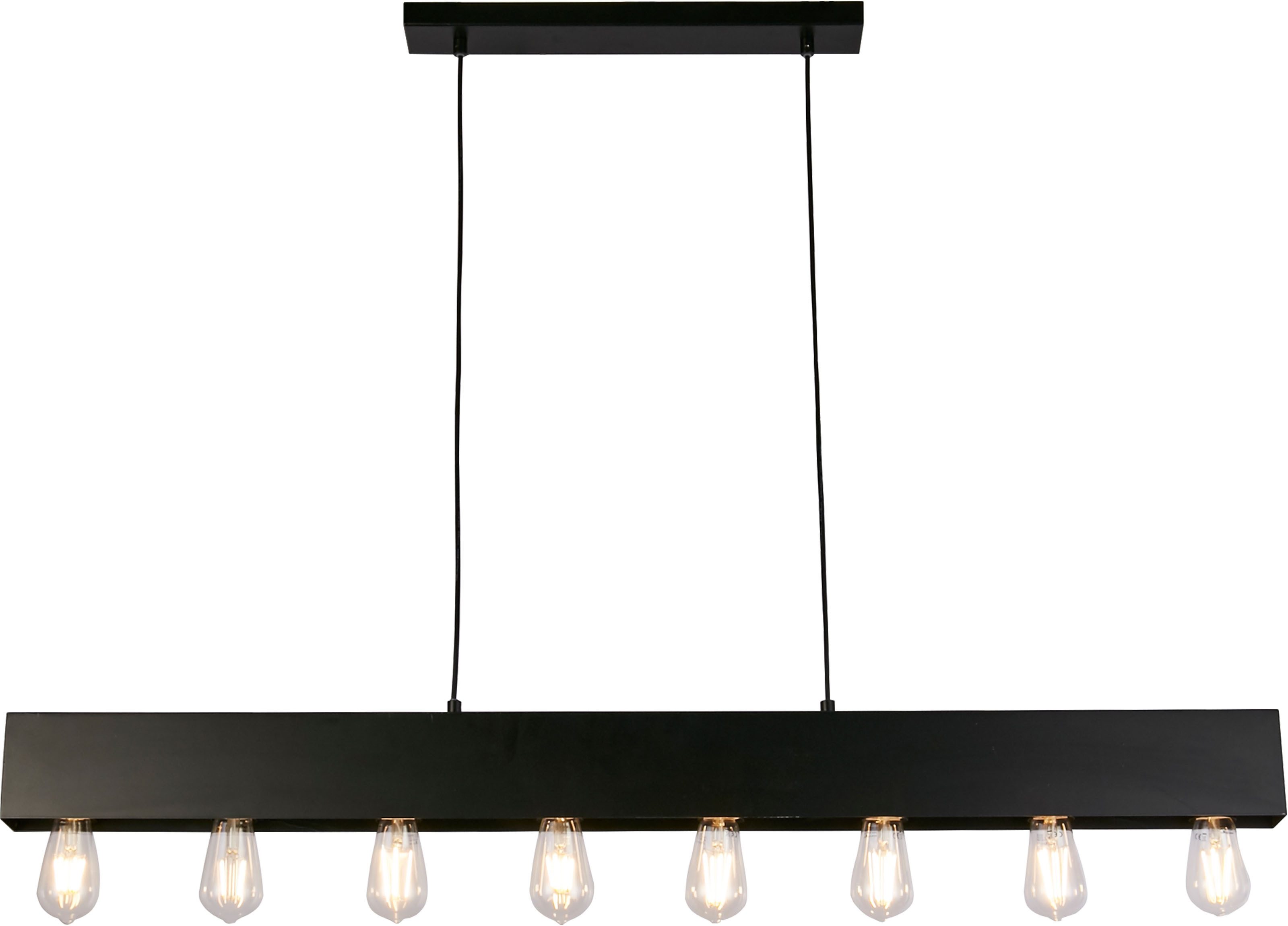 Searchlight Hängeleuchte Piano 8Lt Diner Bar Pendant - Matt Black Metal, Leuchtmittel wechselbar