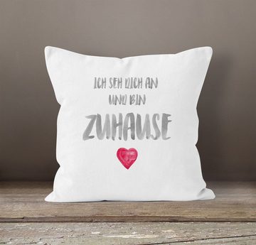 MoonWorks Dekokissen Kissenbezug Spruch Ich seh dich an und bin zuhause Herz Geschenk Liebe Geschenkidee Weihnachten Valentinstag Moonworks®