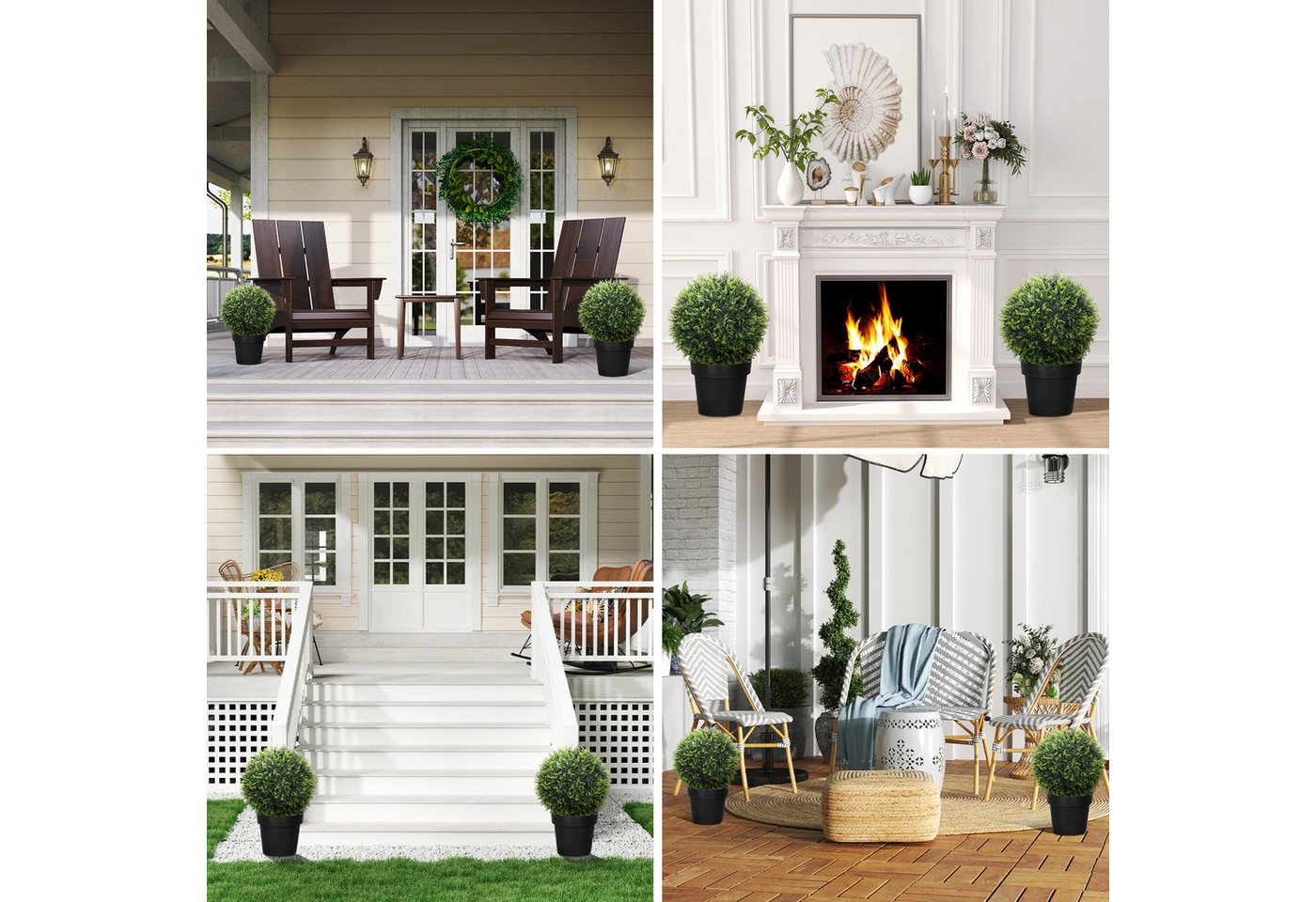 Kunstpflanze 2er-Set Künstlicher Zimmerpflanze, Dekopflanze, Dekopflanzen Zeder, HOMCOM, Höhe 45 cm, für Zuhause, Büro, Flur, Garten, Grün