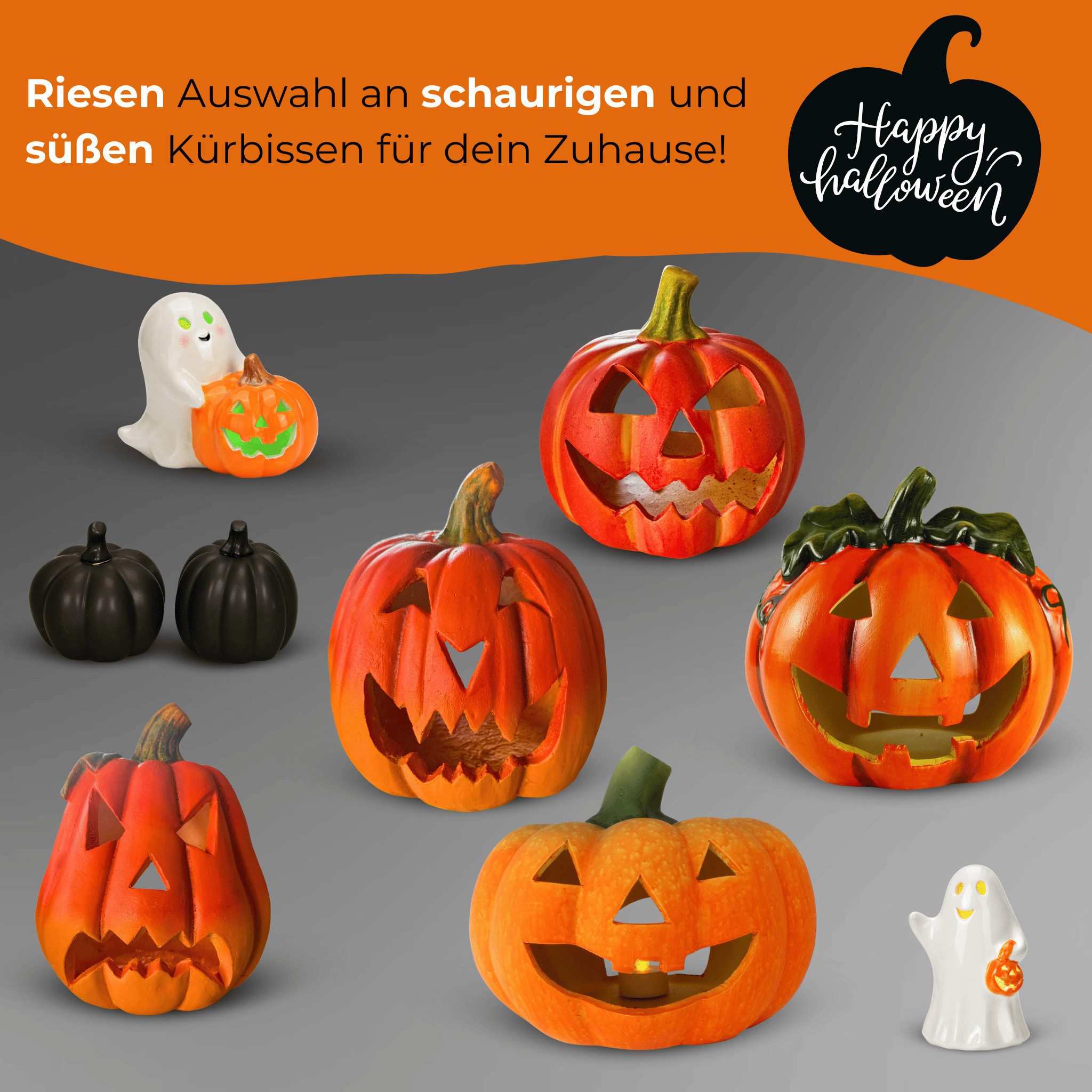 matches21 HOME & HOBBY Dekofigur Kürbis-Laternen als LED Halloween-Deko Win günstig online kaufen