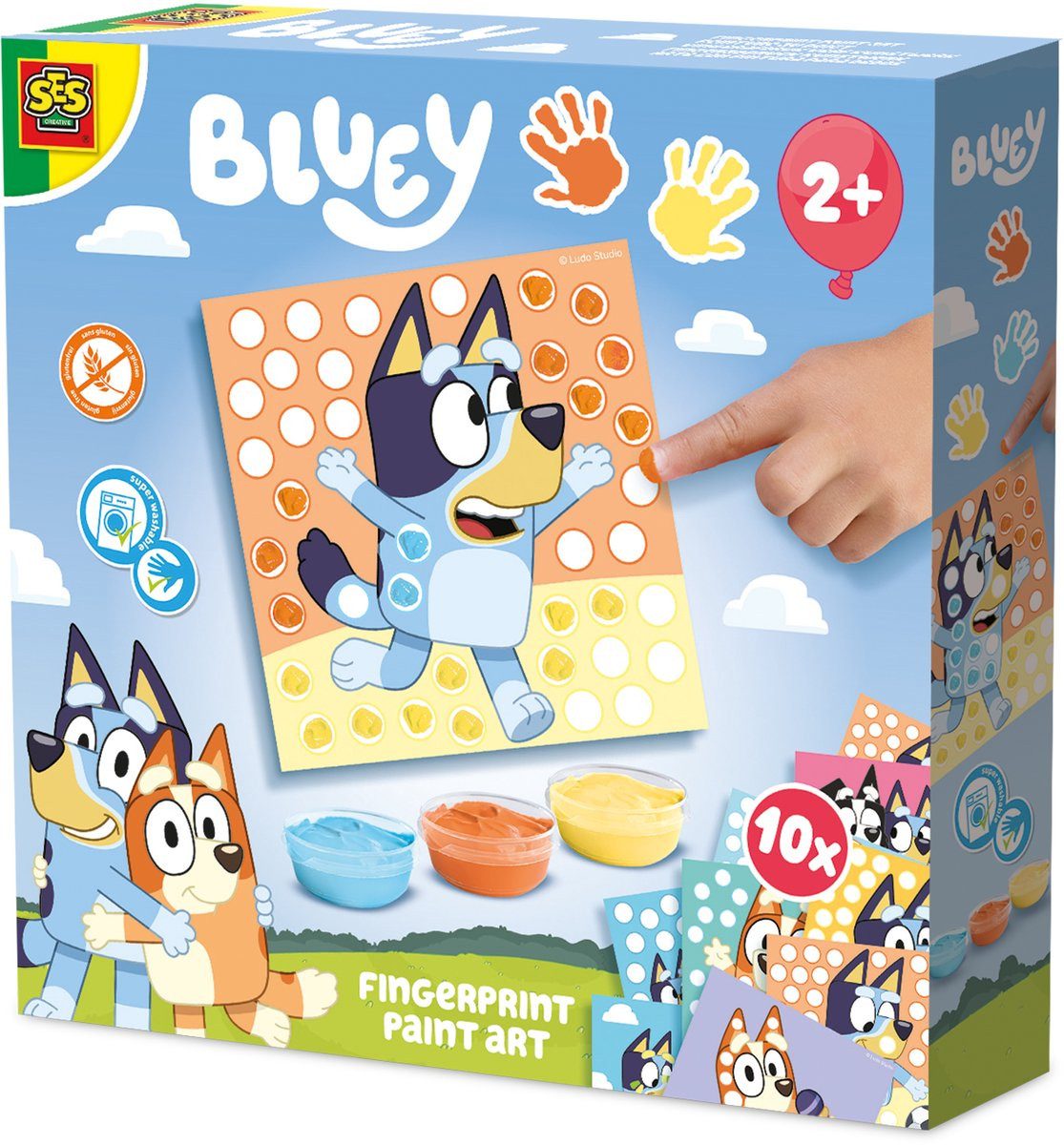 SES Creative Spiel Bluey Fingerabdruck-Kunstwerk - Kreatives Bastelset für Kinder