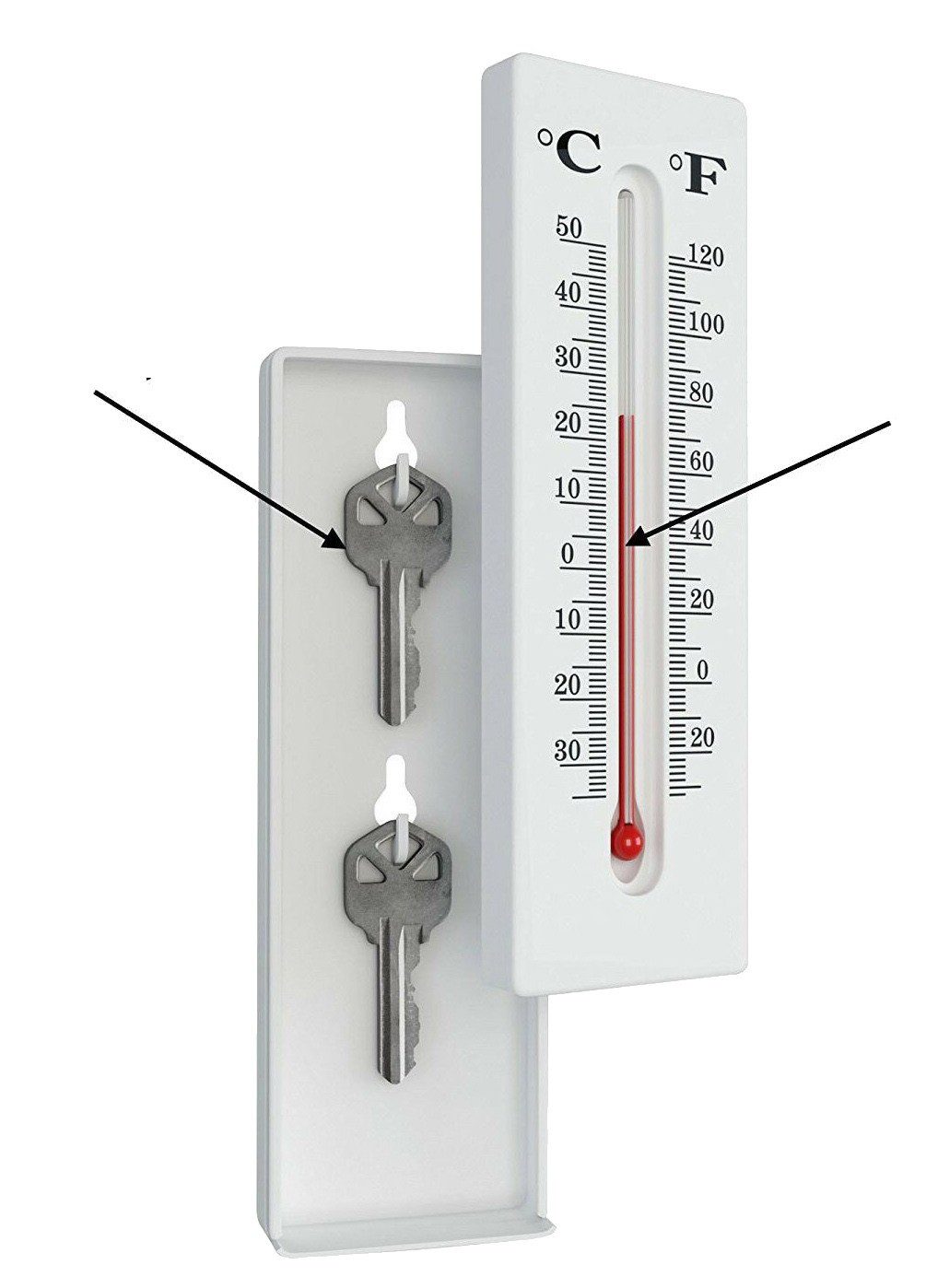 KH Security Schlüsselkasten Unauffälliges Schlüsselversteck im Thermometer-Design (praktisches Geheimfach für Haustür- oder Garagenschlüssel), Ideal für Not- oder Ersatzschlüssel – unauffällige Lösung