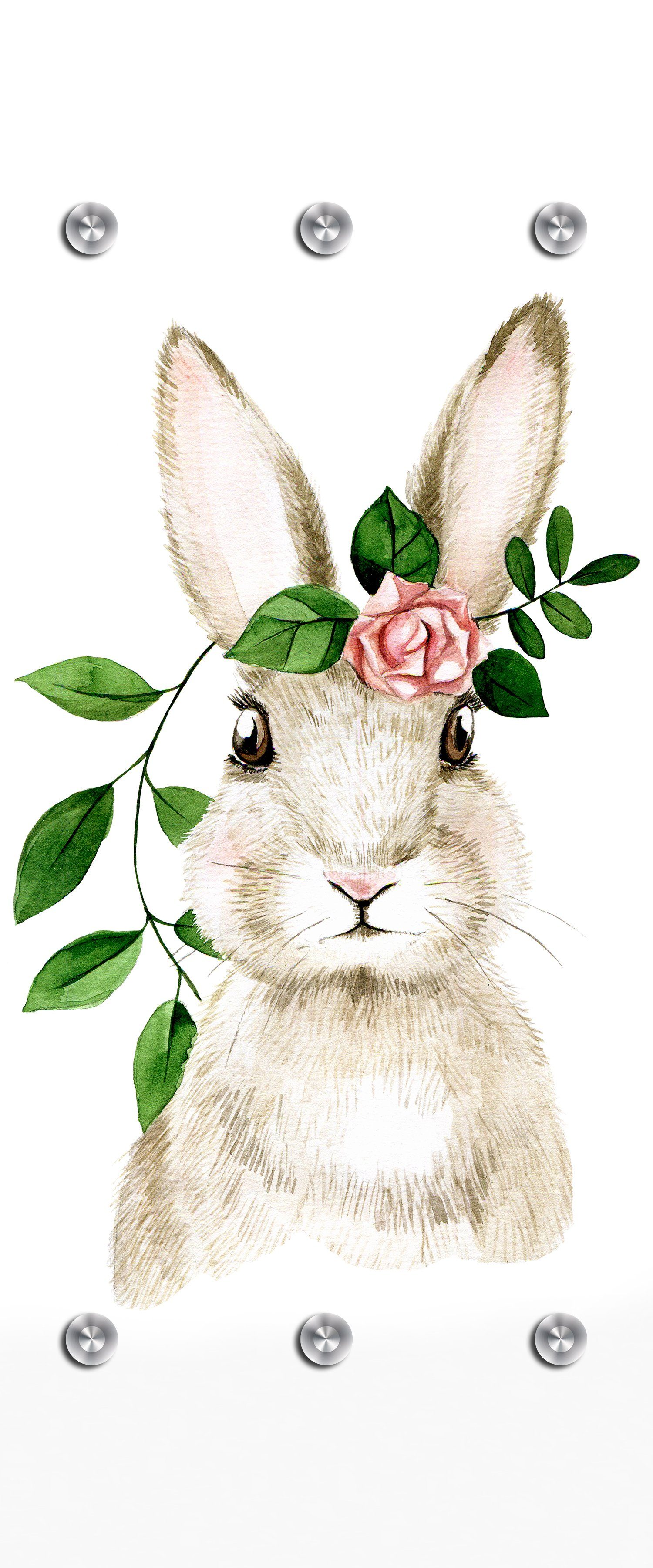 an Befestigung Ostern - Funktionalität Hohe queence (1 Wand Unkomplizierte cm - - Edelstahlhaken, 50x120 mit der Wandgarderobe Garderobe St), hochwertigem Acrylglas Bunny - Rabbit / Hase - aus