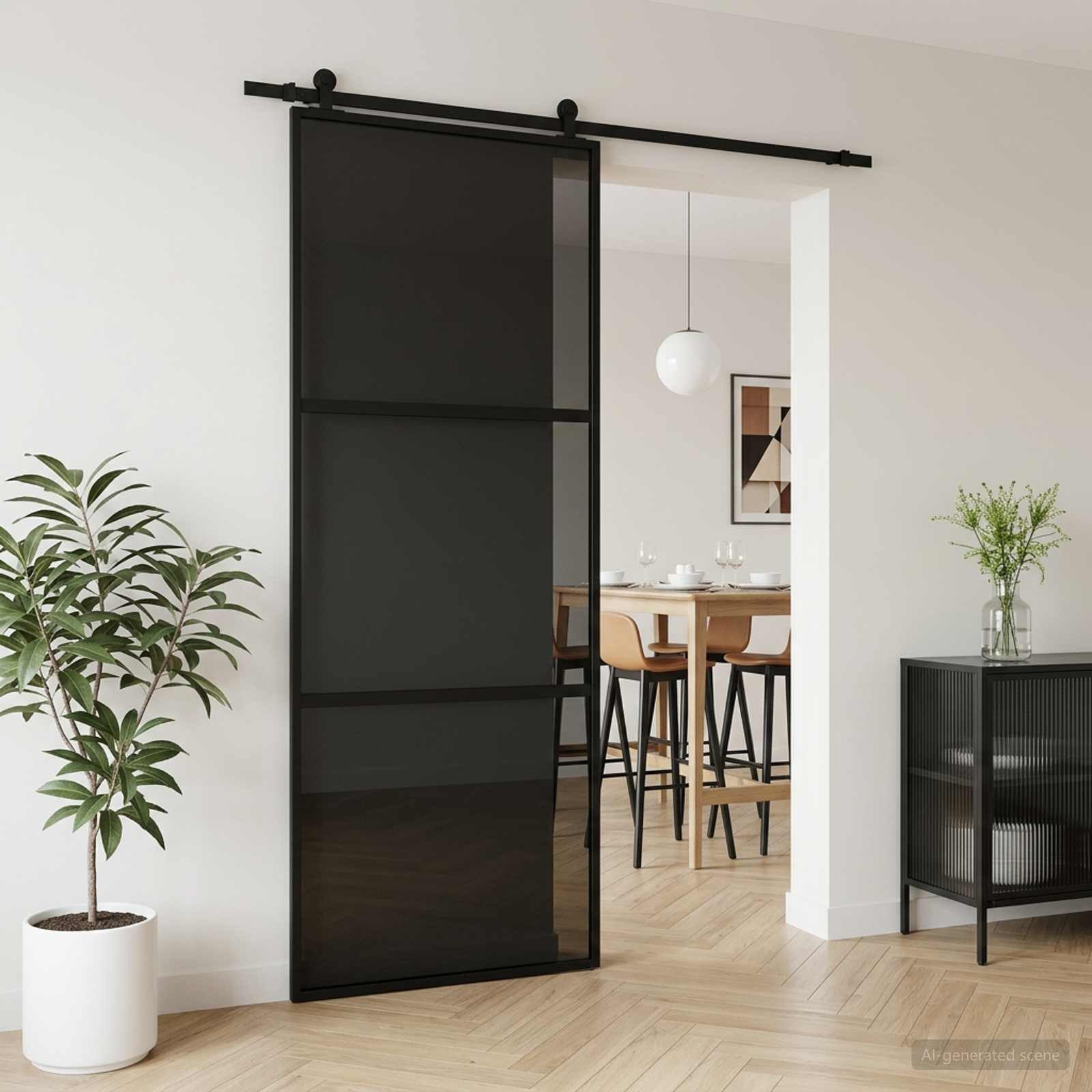 vidaXL Haustür Schiebetür 76 x 205 cm Verbautes Glas und Aluminium (1-St)