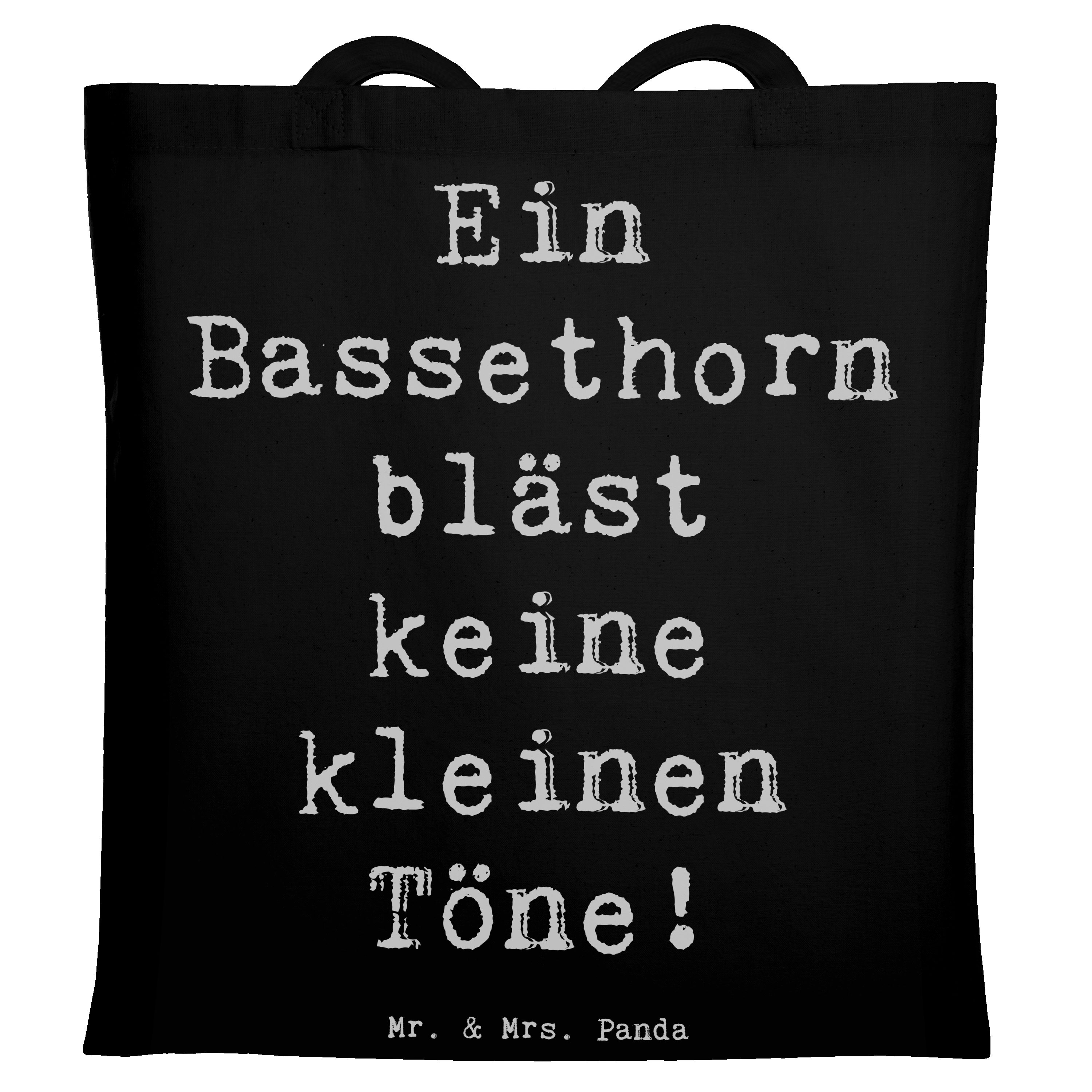 Mr. & Mrs. Panda Tragetasche Bassethorn Töne - Schwarz - Geschenk, Tiefer Klang, Musiker, Musik, H (1-tlg), Design-Highlight