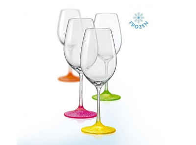 Crystalex Weinglas Neon Frozen 350 ml 4er Set, mehrfarbig, besprüht mit Glas