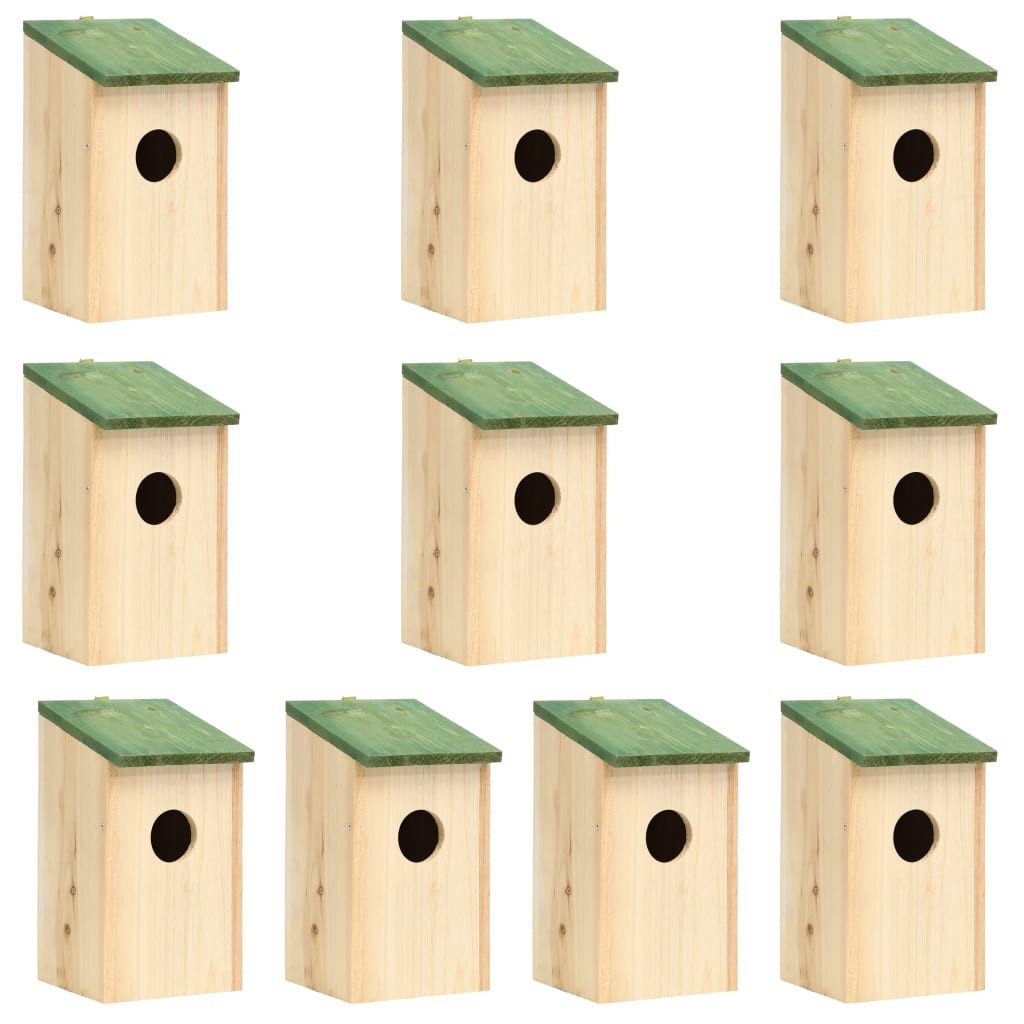 Vogelhaus Vogelhäuser 10 Stk Tanne Massivholz 12x12x22 cm Holz