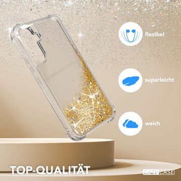 EAZY CASE Handyhülle Liquid Glittery Case für Samsung Galaxy A54 (5G) 6,4 Zoll, Durchsichtig Back Case Handy Softcase Silikonhülle Glitzer Cover Gold