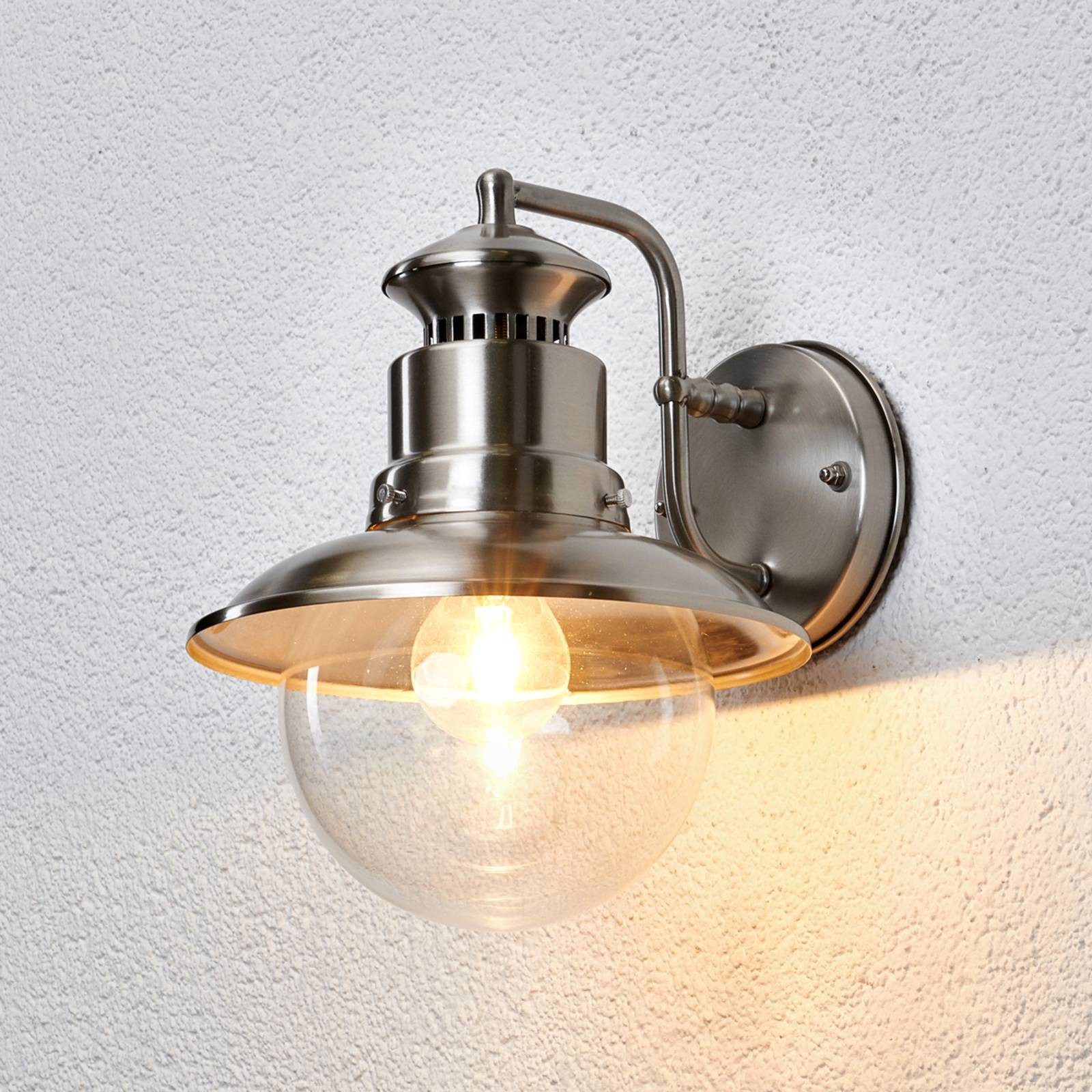 Lindby Außen-Wandleuchte Gwendolyn, Edelstahl Alu IP44, 1 x 60 W