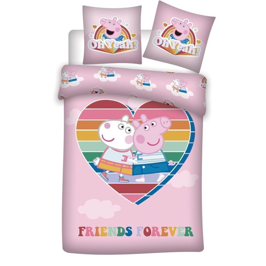 Peppa Pig Bettwäsche Peppa Wutz Kinder Bettwäsche Mikrofaser 2tlg Set, Mcrofaser, 2 teilig, Deckenbezug 135-140x200 cm Kissenbezug: 63X63 cm