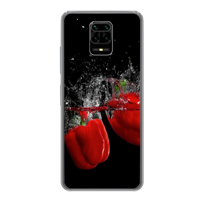 MuchoWow Handyhülle Paprika - Gemüse - Stilleben - Wasser - Rot Phone Case Handyhülle Xiaomi Redmi Note 9 Pro Silikon Schutzhülle